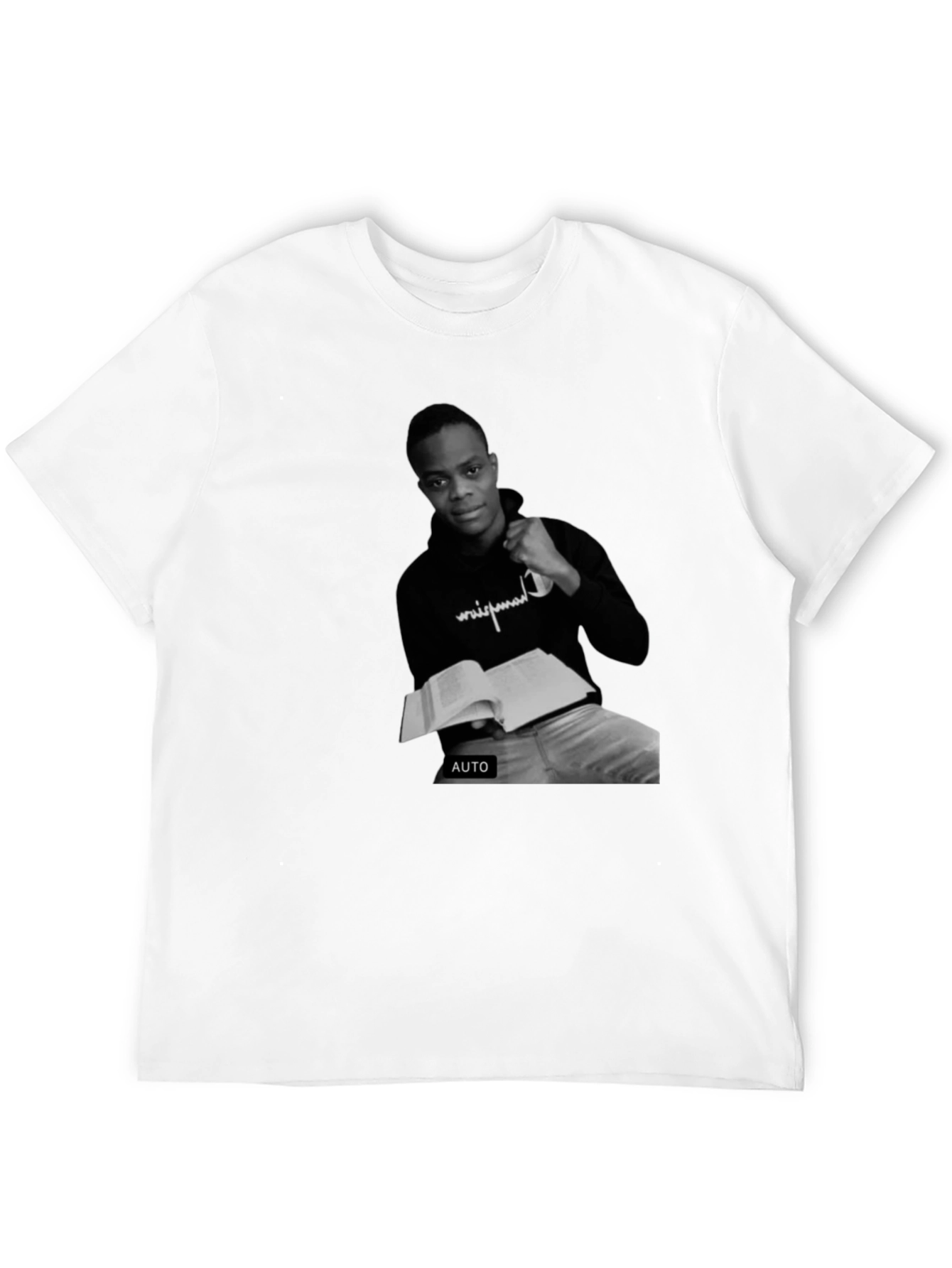 Black T-Shirt with Black and White Photo Print
