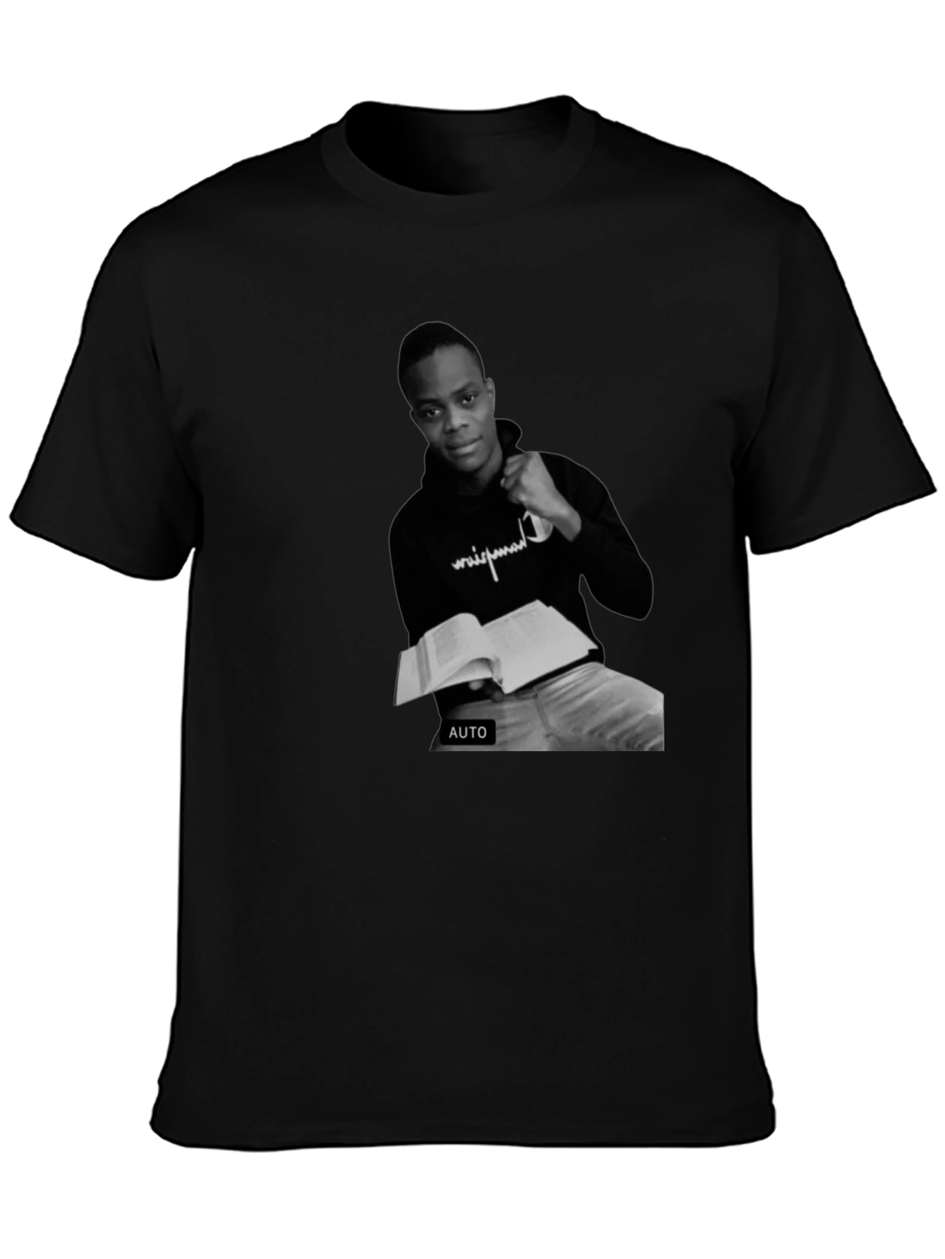 Black T-Shirt with Black and White Photo Print