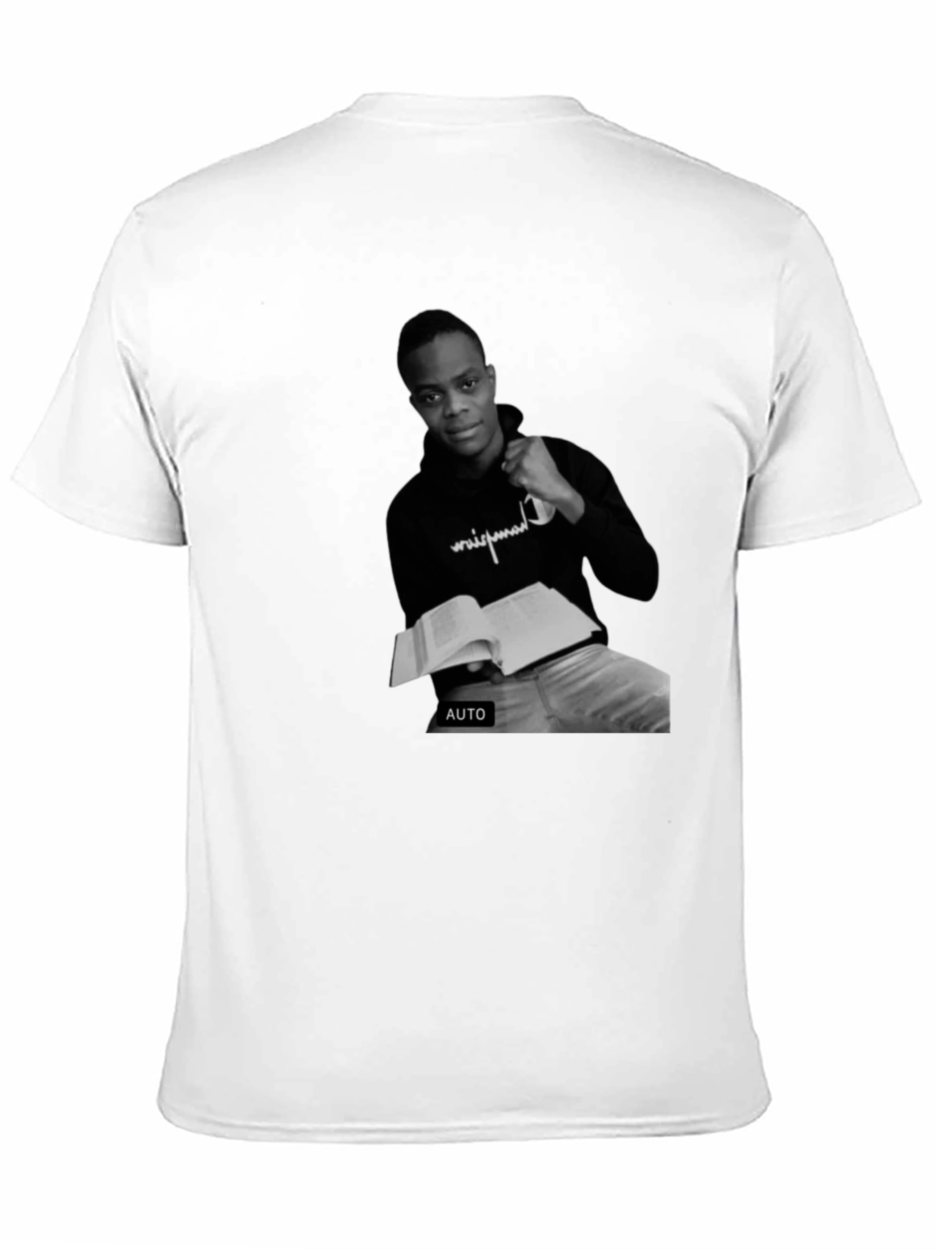 Black T-Shirt with Black and White Photo Print