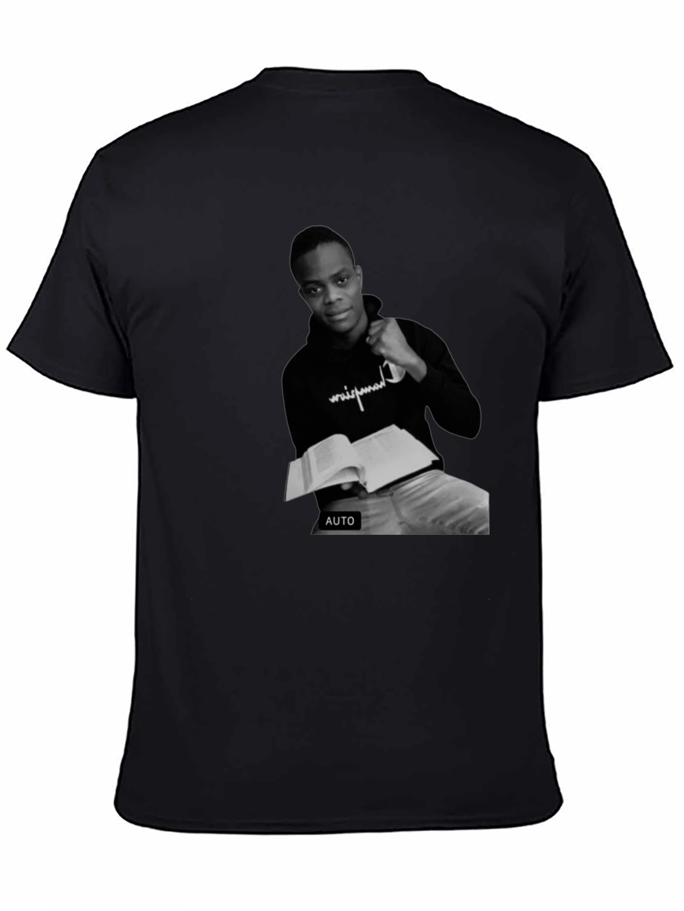 Black T-Shirt with Black and White Photo Print