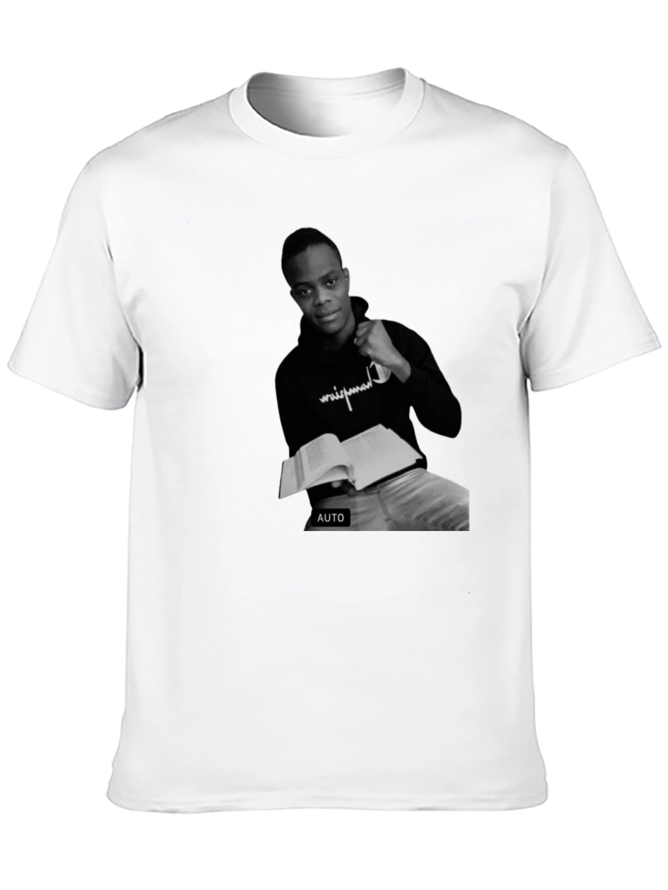 Black T-Shirt with Black and White Photo Print