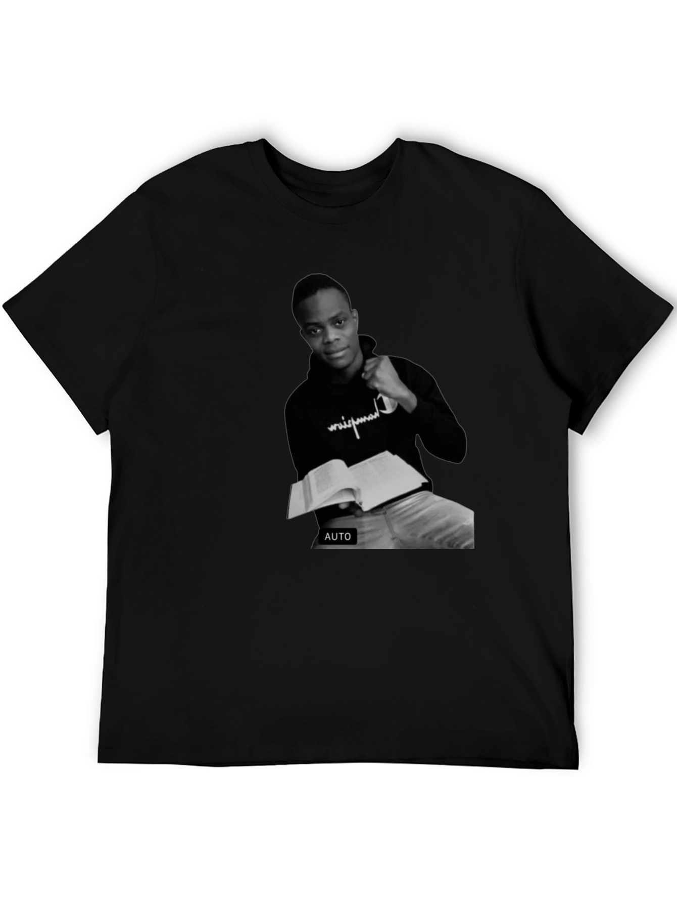 Black T-Shirt with Black and White Photo Print