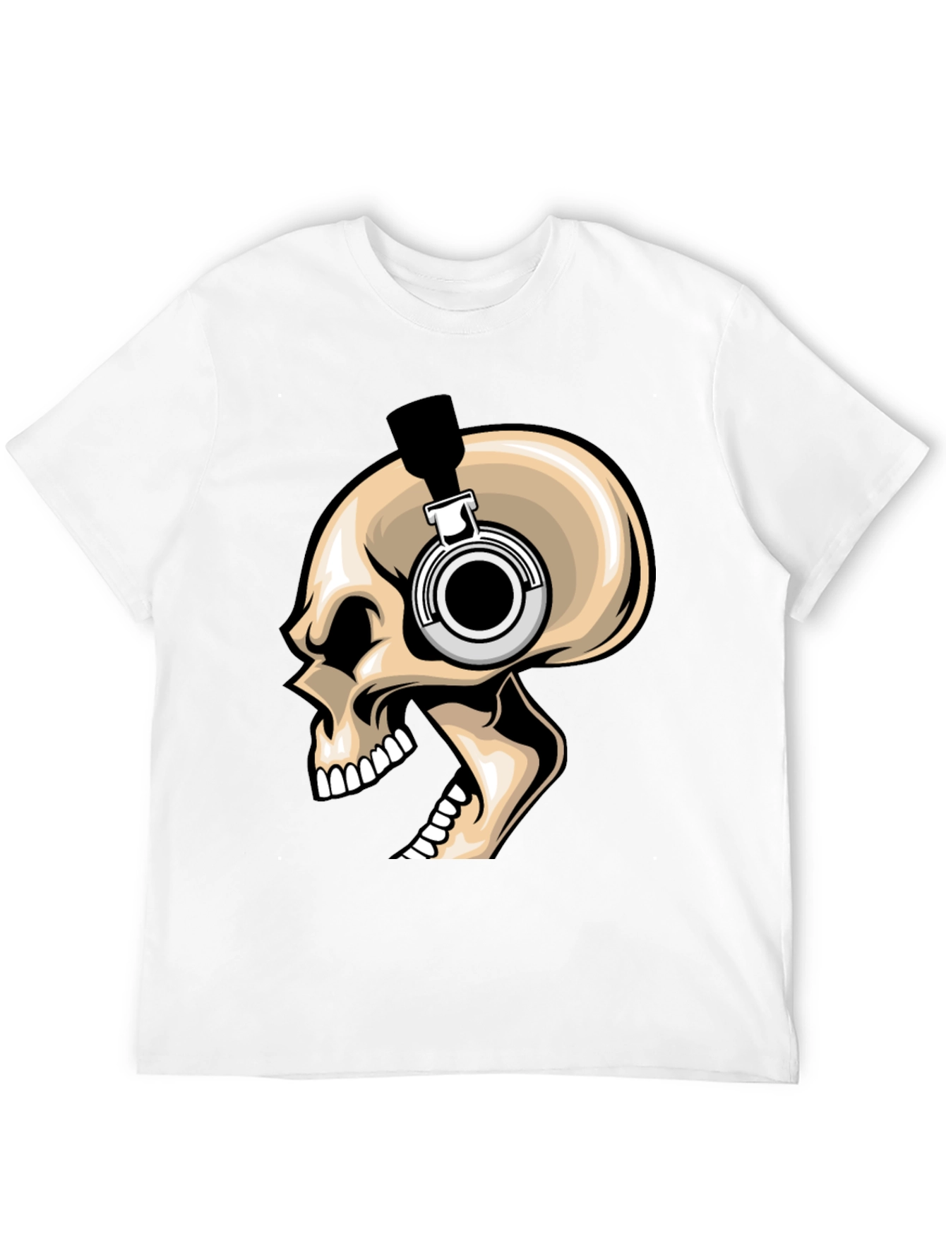 Skull Headphones Graphic T-Shirt - Bold Black Tee