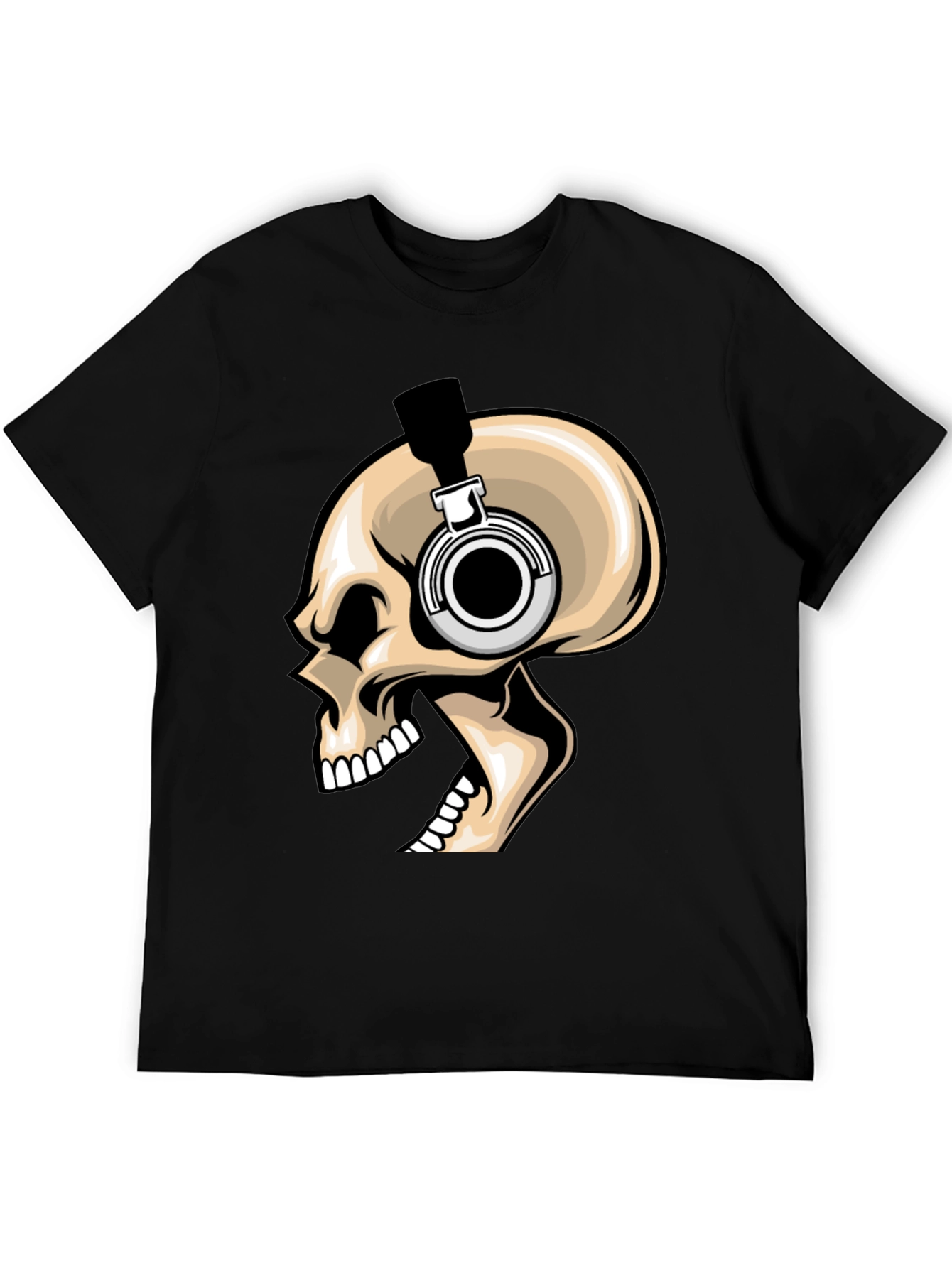 Skull Headphones Graphic T-Shirt - Bold Black Tee