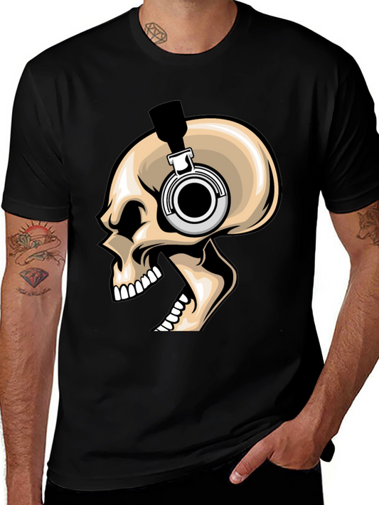 Skull Headphones Graphic T-Shirt - Bold Black Tee