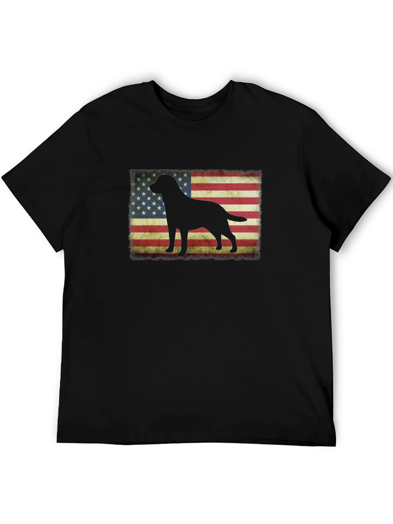 Patriotic Dog Silhouette T-Shirt - USA Flag Graphic Tee