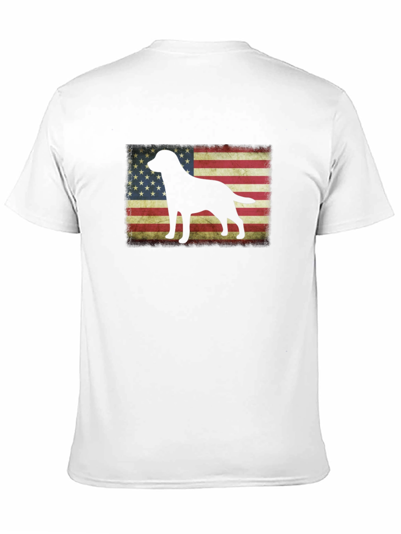 Patriotic Dog Silhouette T-Shirt - USA Flag Graphic Tee