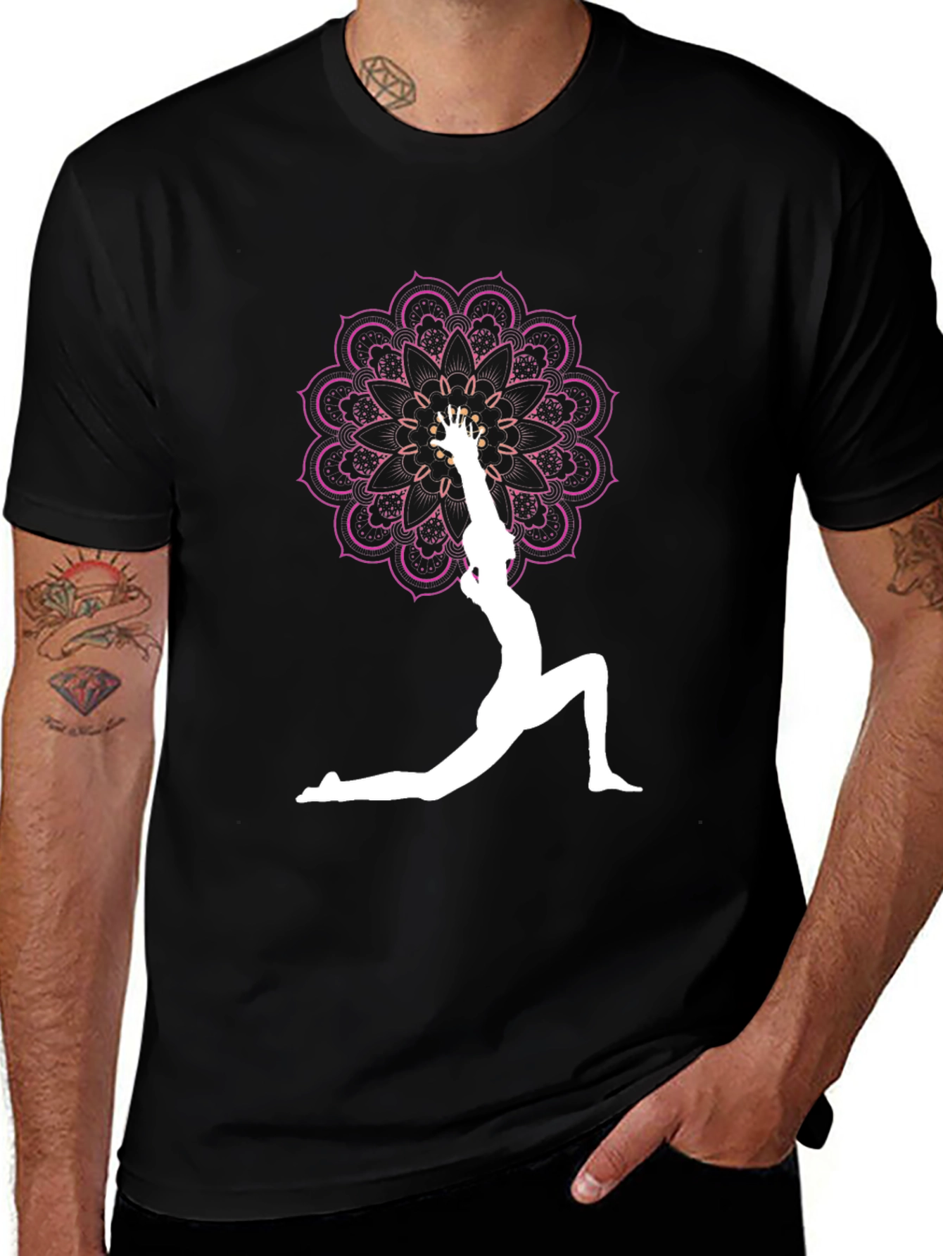 Yoga Mandala Graphic Tee - Black