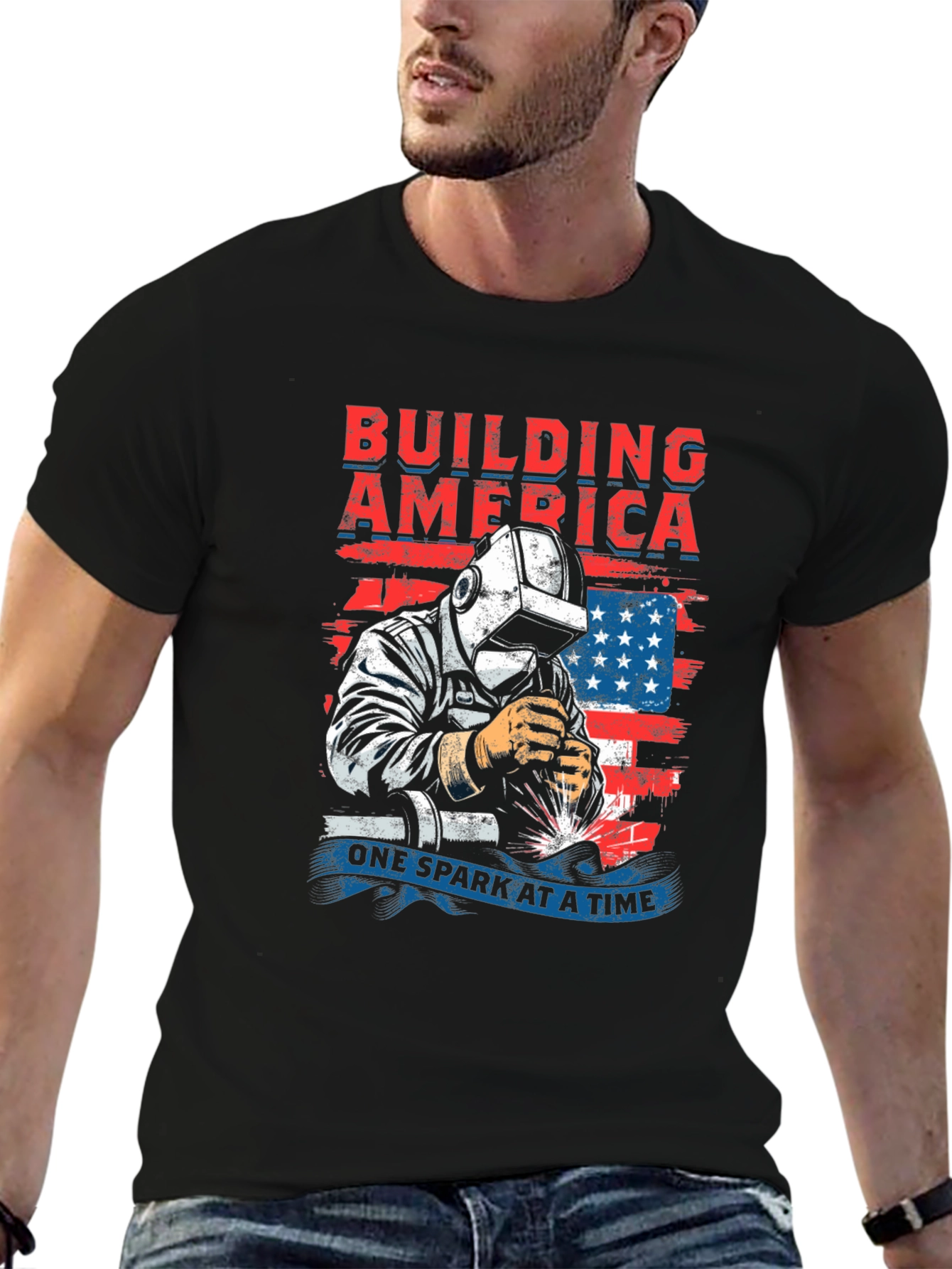 Building America Welder Patriotic T-Shirt