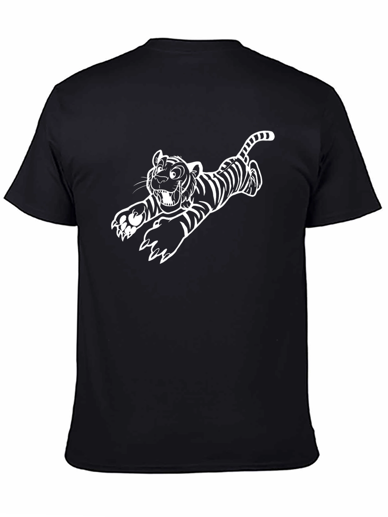 Black Cartoon Tiger Graphic Tee