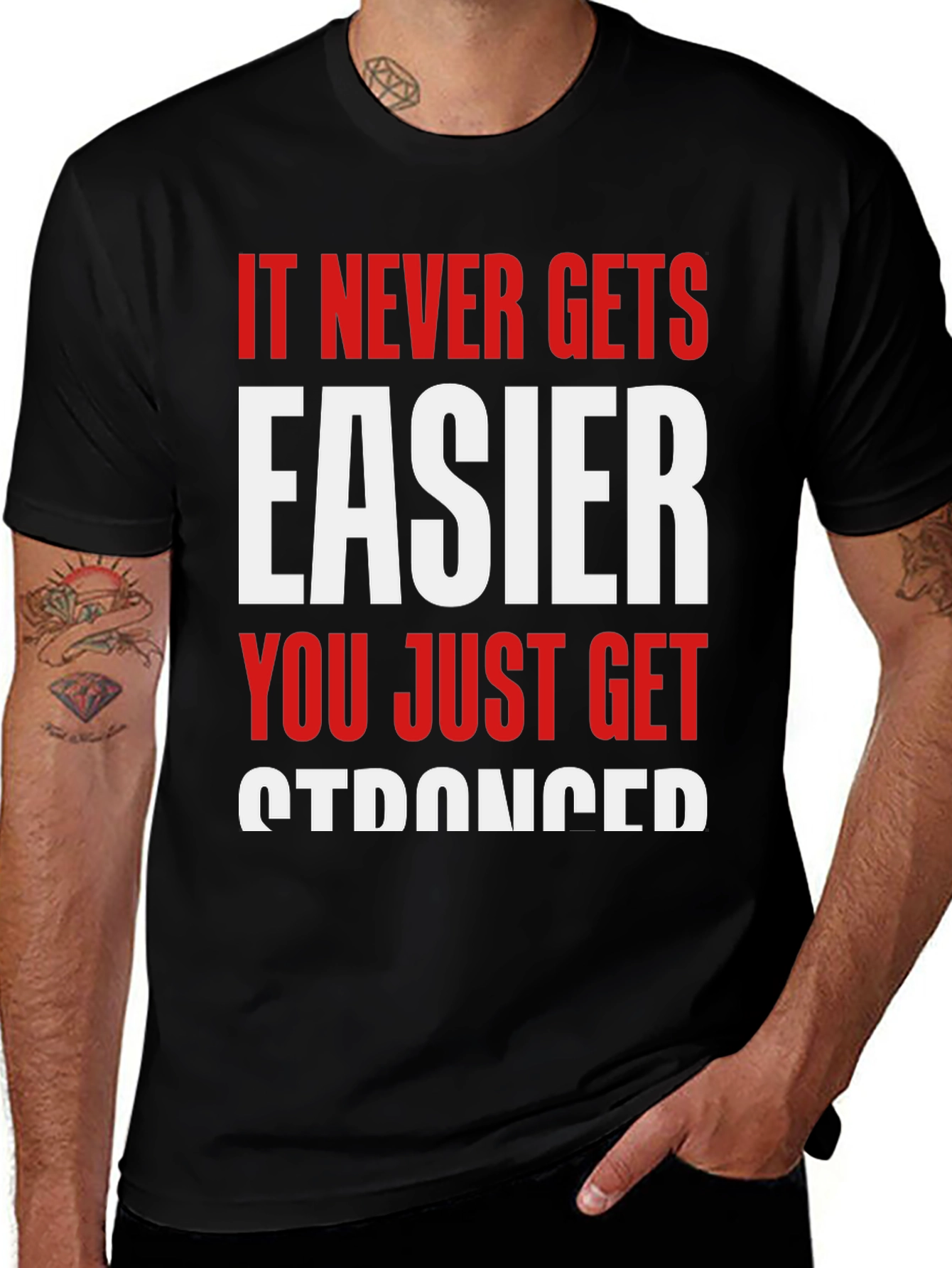 Motivational Graphic Tee - Never Gets Easier T-Shirt