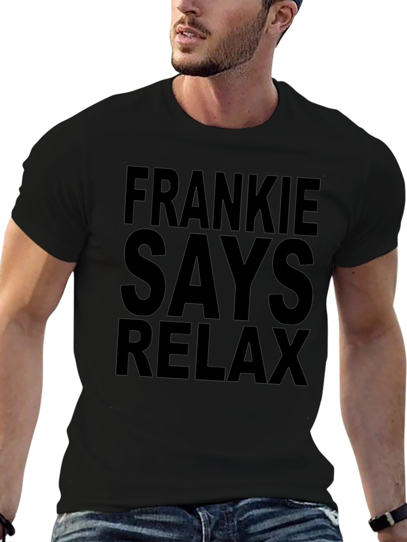 Frankie Says Relax Graphic Tee - Black Cotton T-Shirt