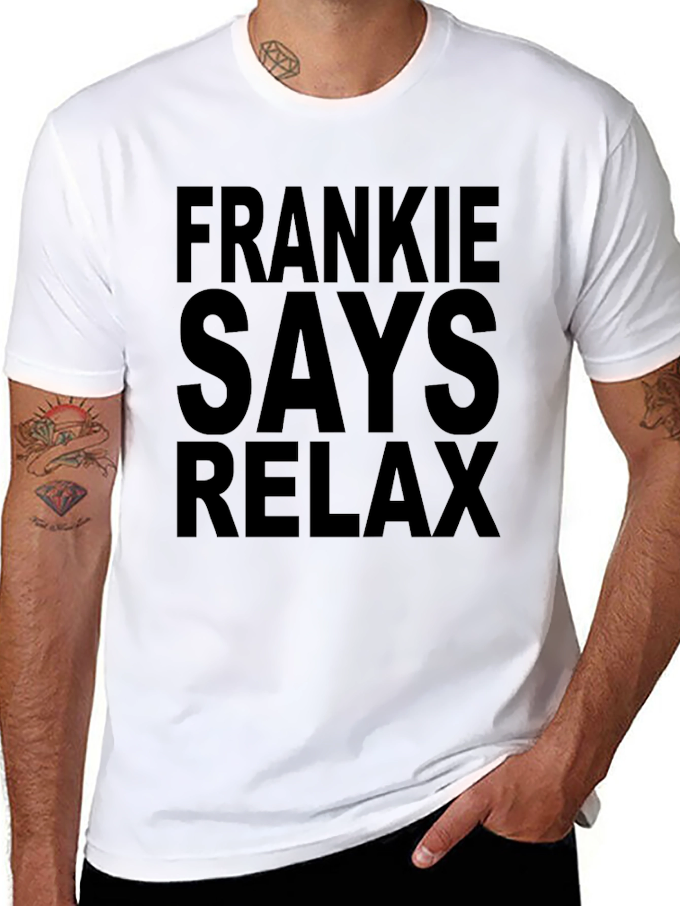 Frankie Says Relax Graphic Tee - Black Cotton T-Shirt