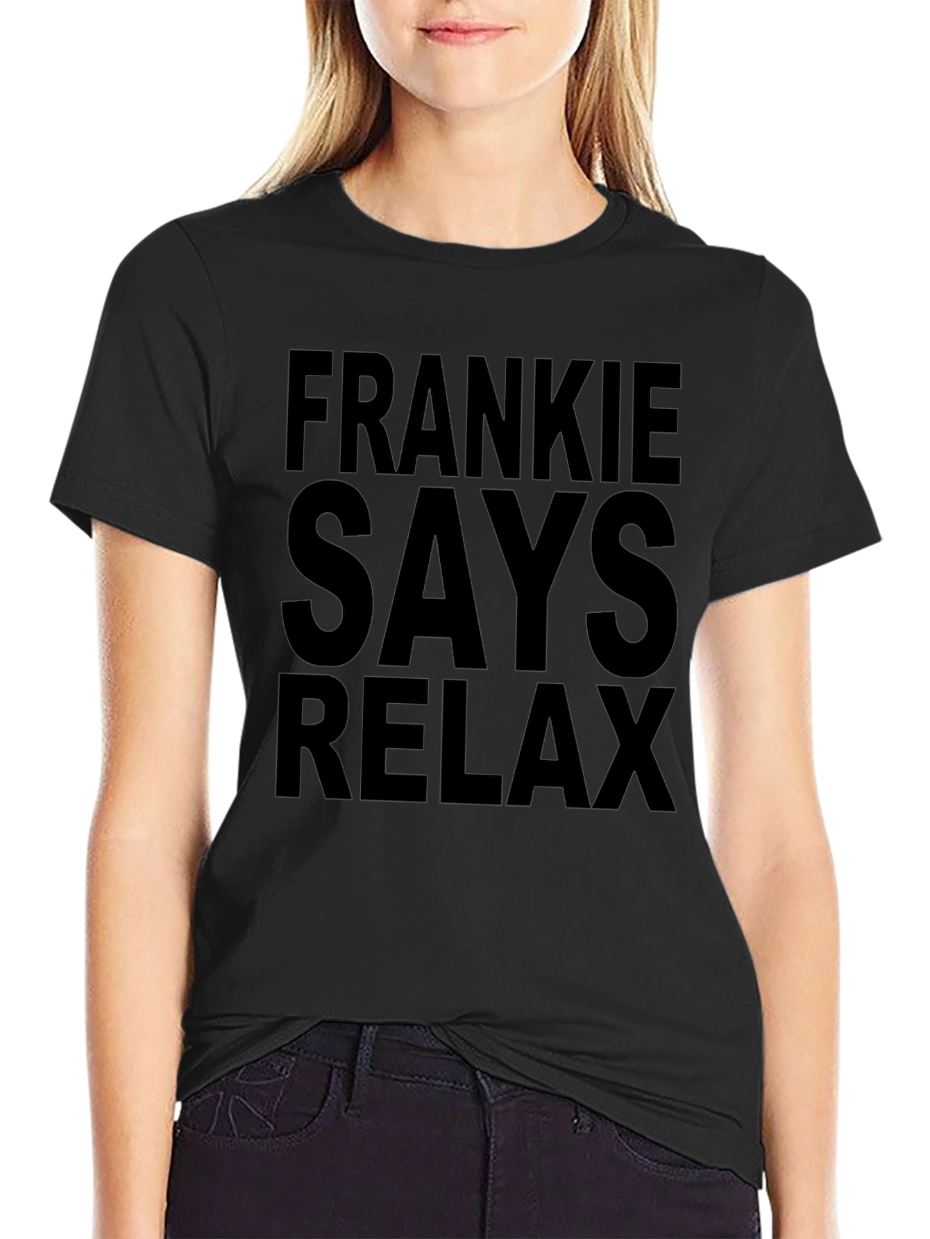 Frankie Says Relax Graphic Tee - Black Cotton T-Shirt