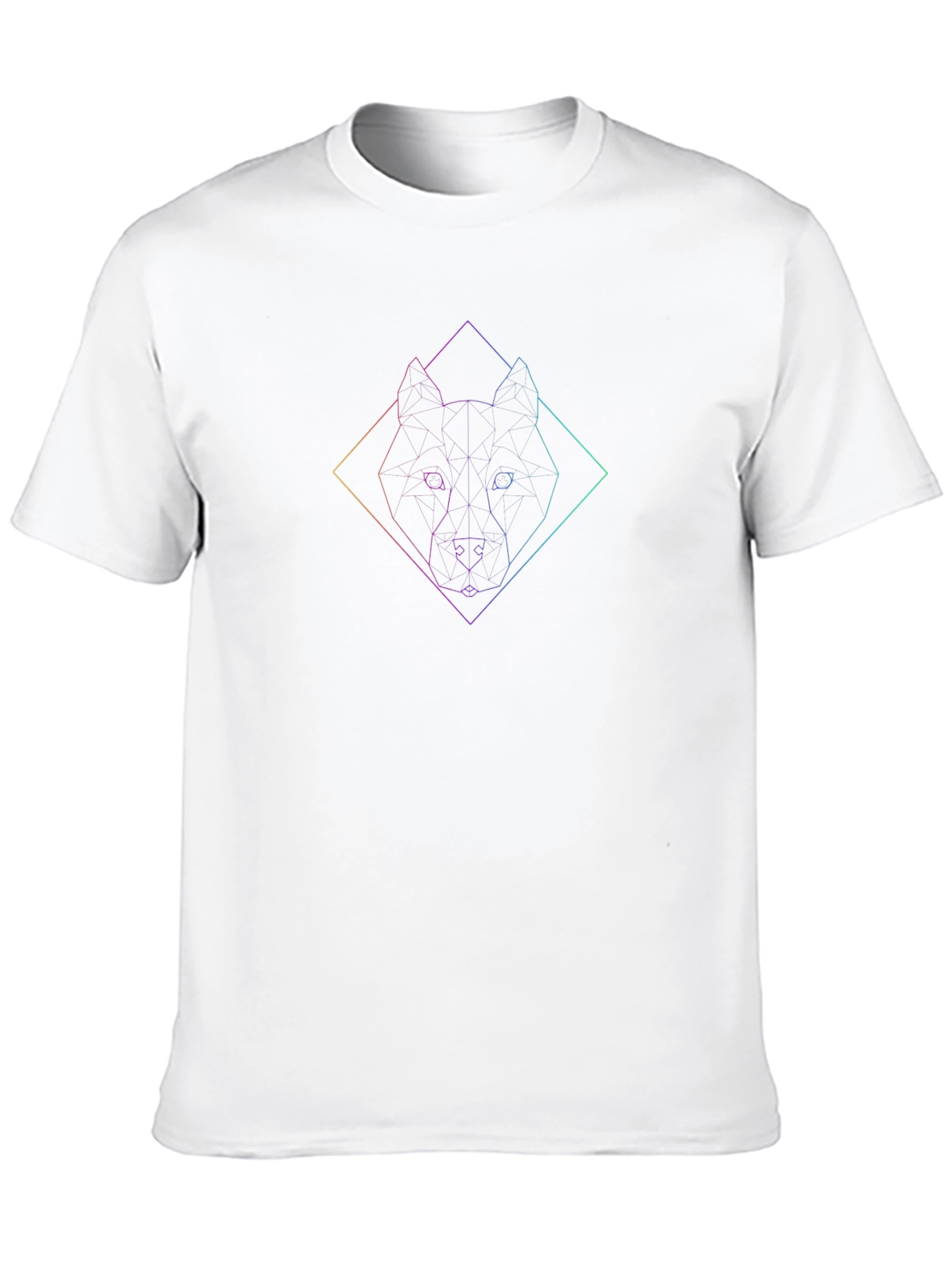 Geometric Wolf Graphic Black T-Shirt