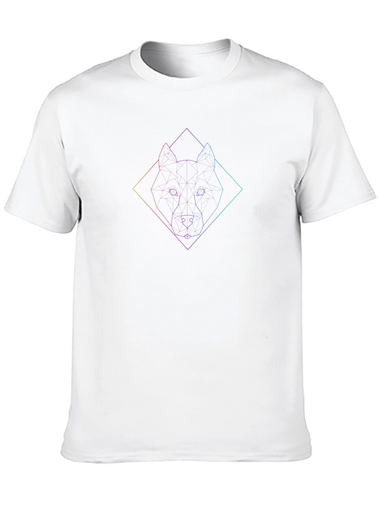 Geometric Wolf Graphic Black T-Shirt