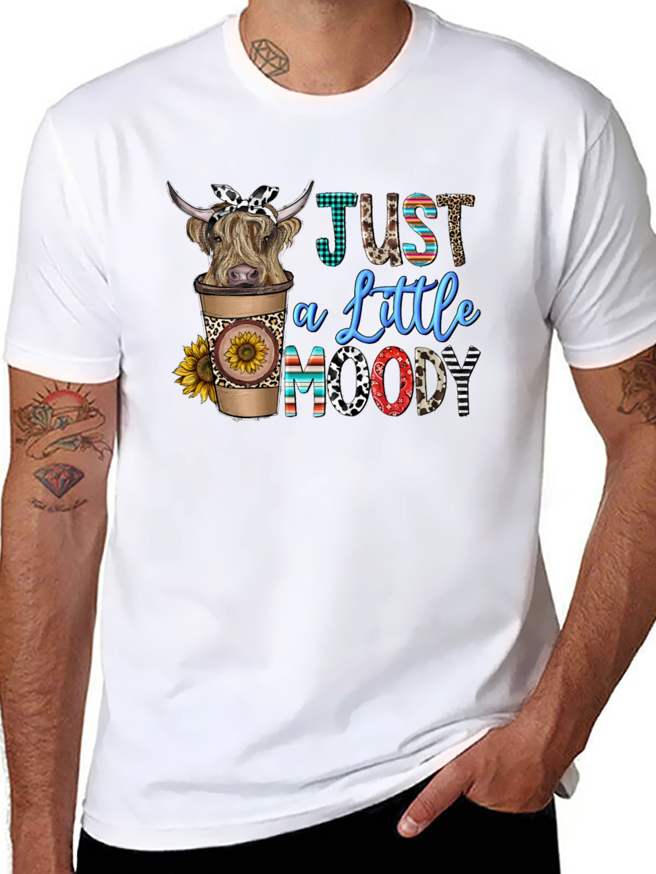 Just a Little Moody Highland Cow Graphic Tee