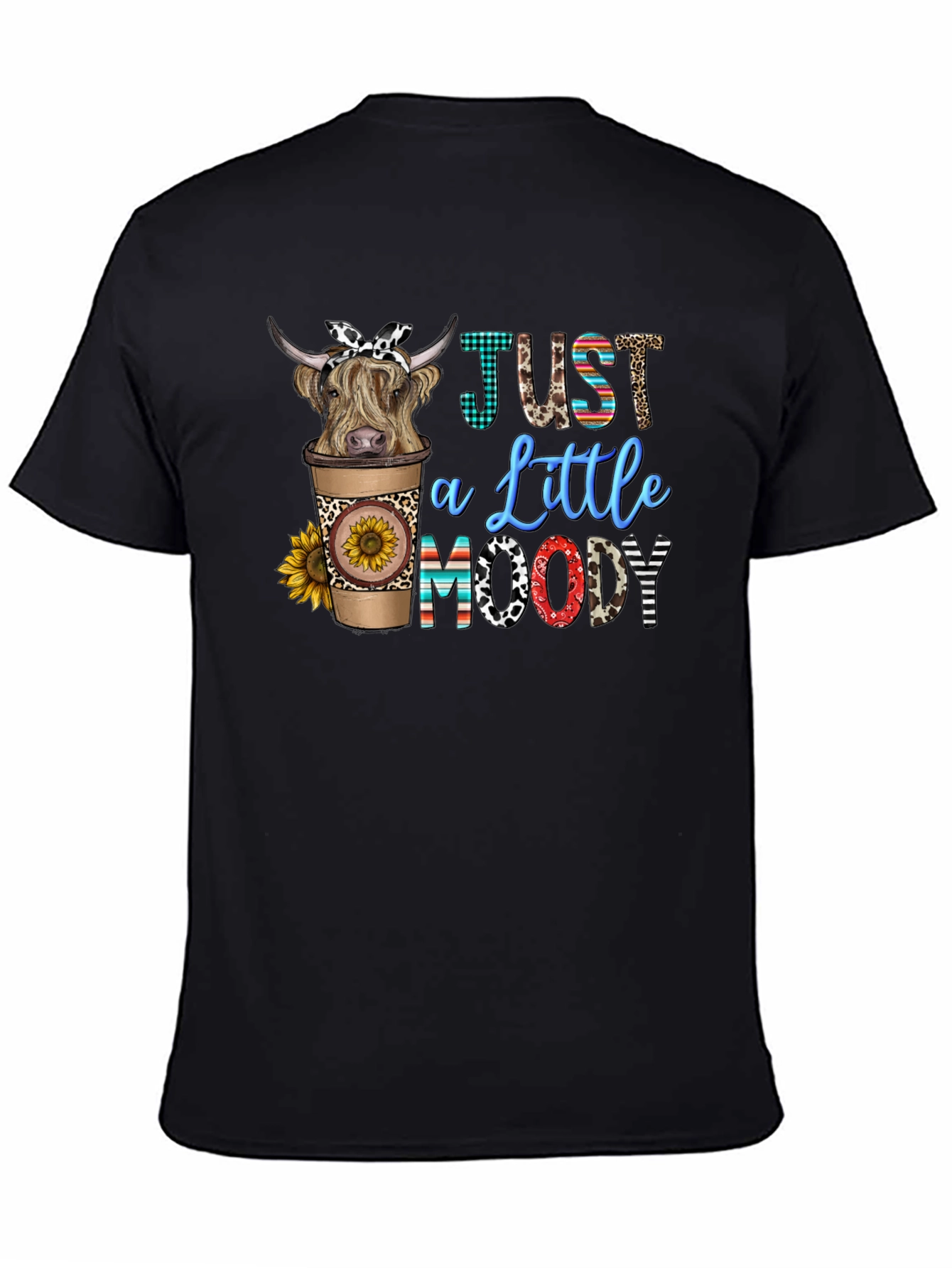 Just a Little Moody Highland Cow Graphic Tee