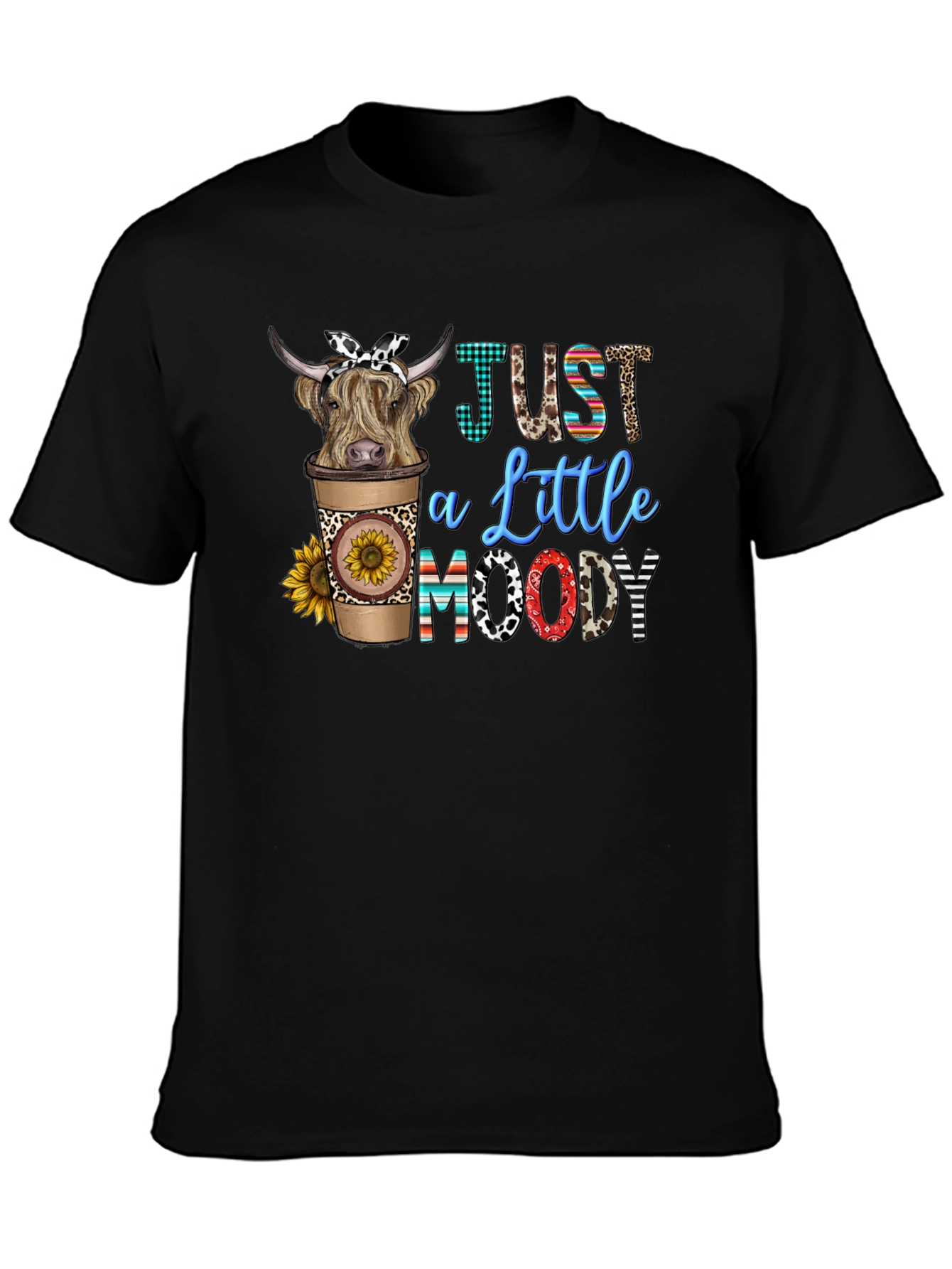 Just a Little Moody Highland Cow Graphic Tee