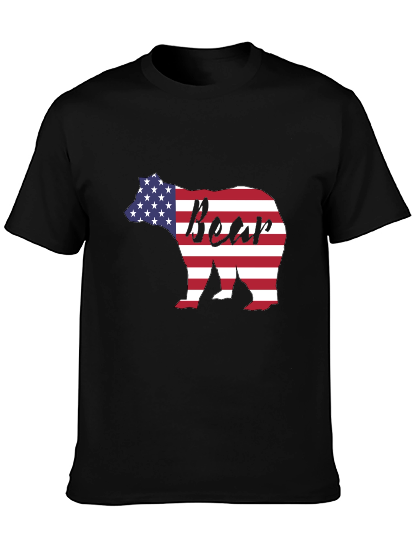 American Flag Bear Graphic Tee - Patriotic Style