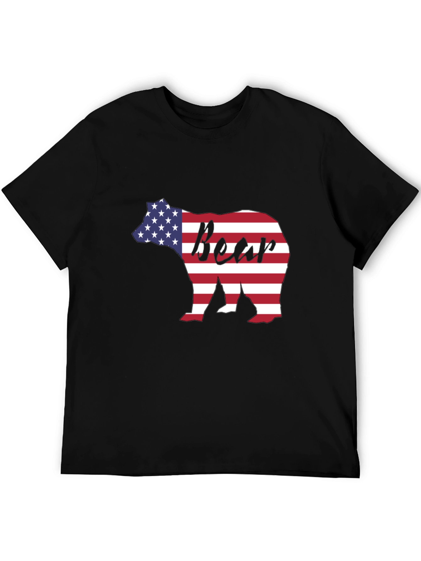 American Flag Bear Graphic Tee - Patriotic Style