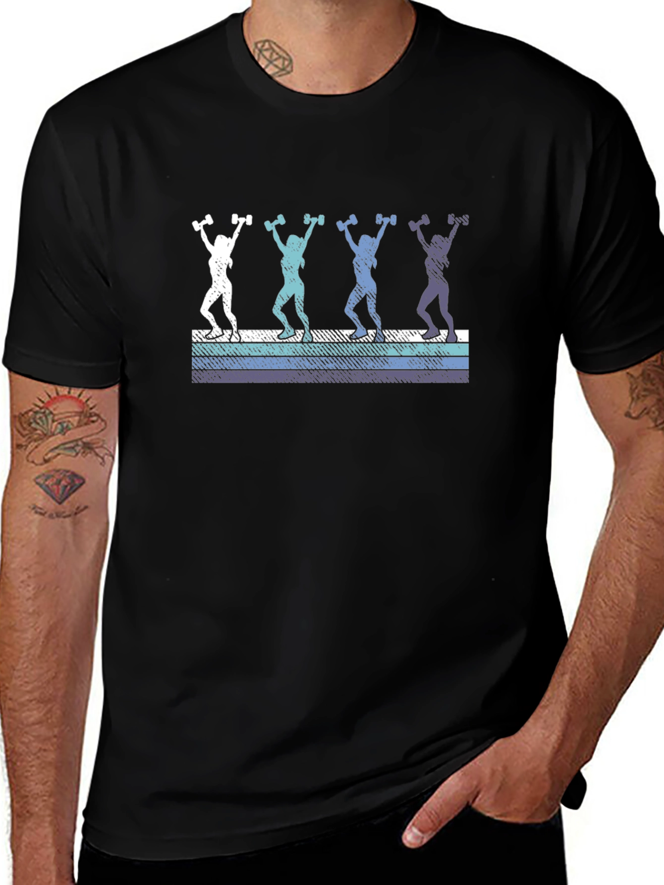 Retro Workout Tee - Dumbbell Design