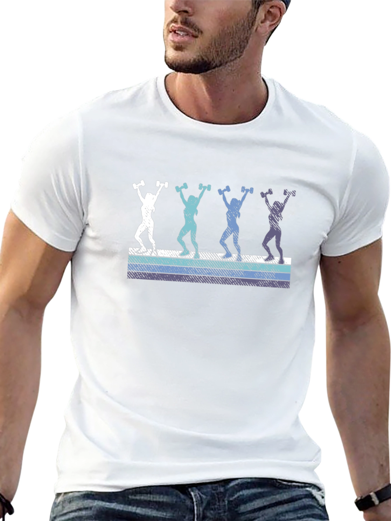 Retro Workout Tee - Dumbbell Design