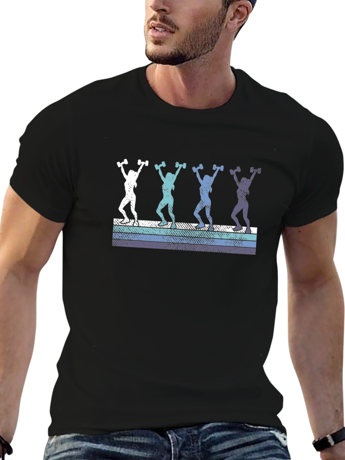 Retro Workout Tee - Dumbbell Design