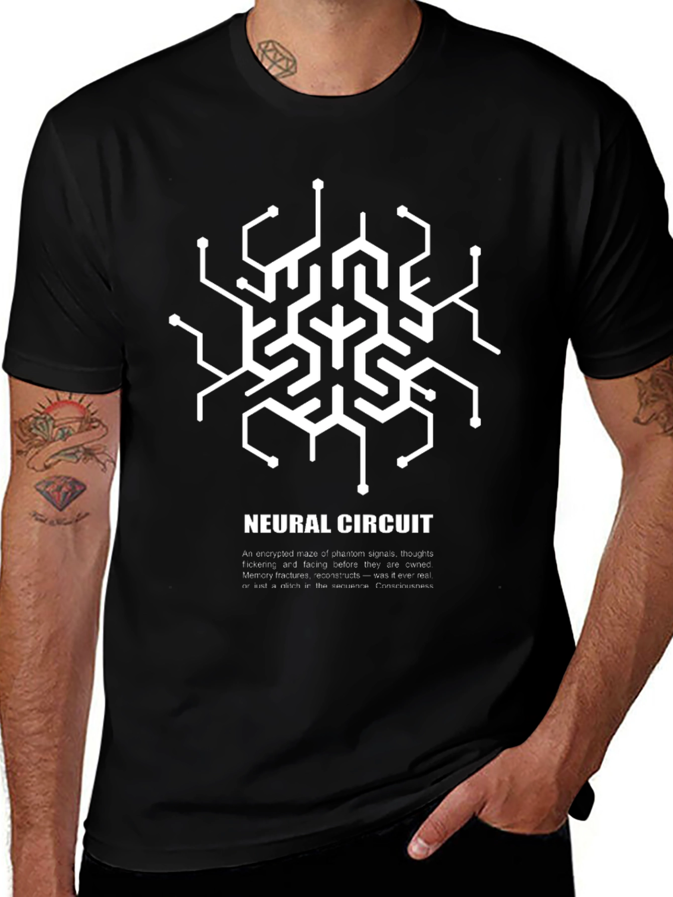 Neural Circuit Graphic T-Shirt - Black