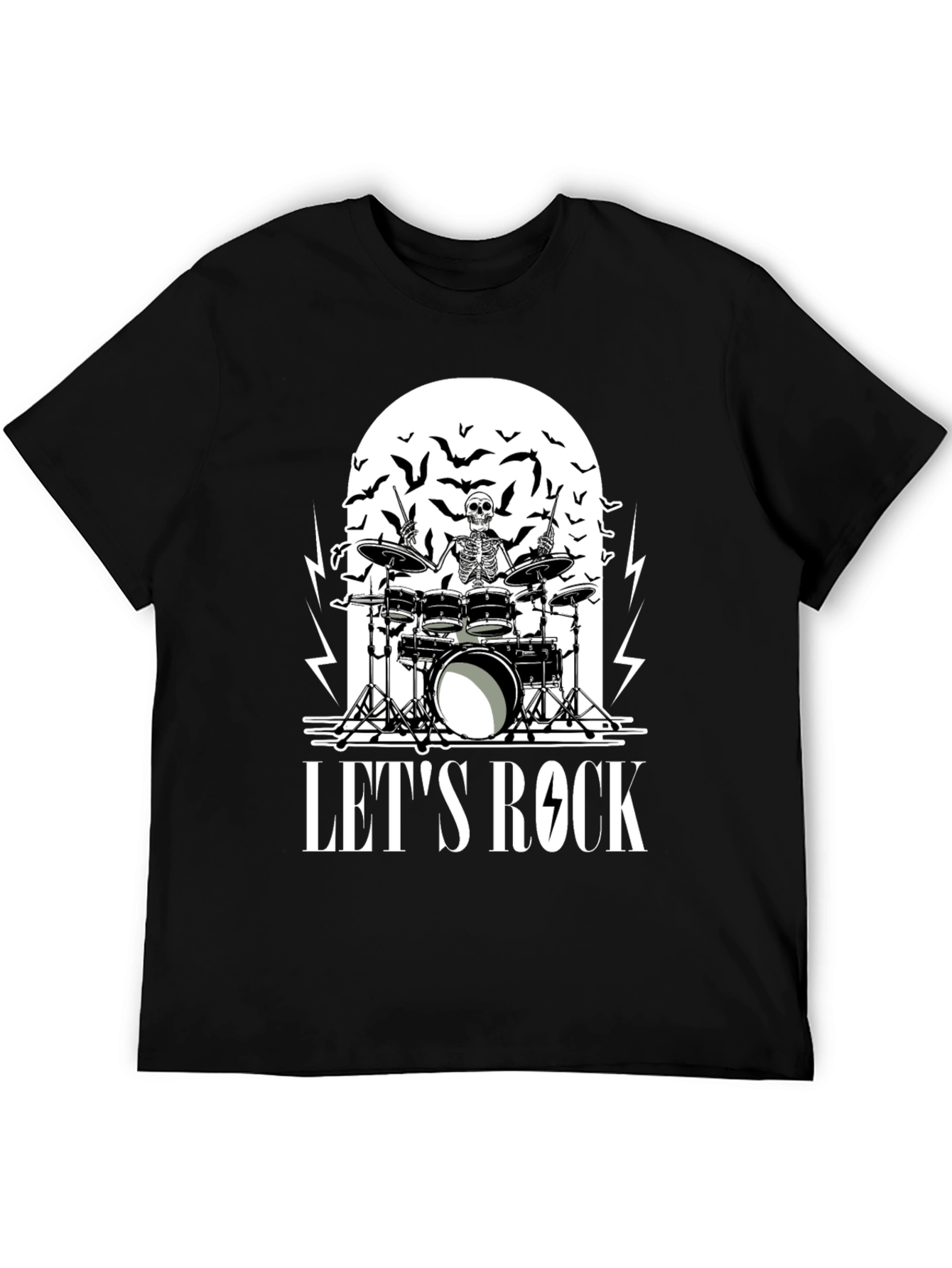 Skeleton Drummer Lets Rock Graphic T-Shirt