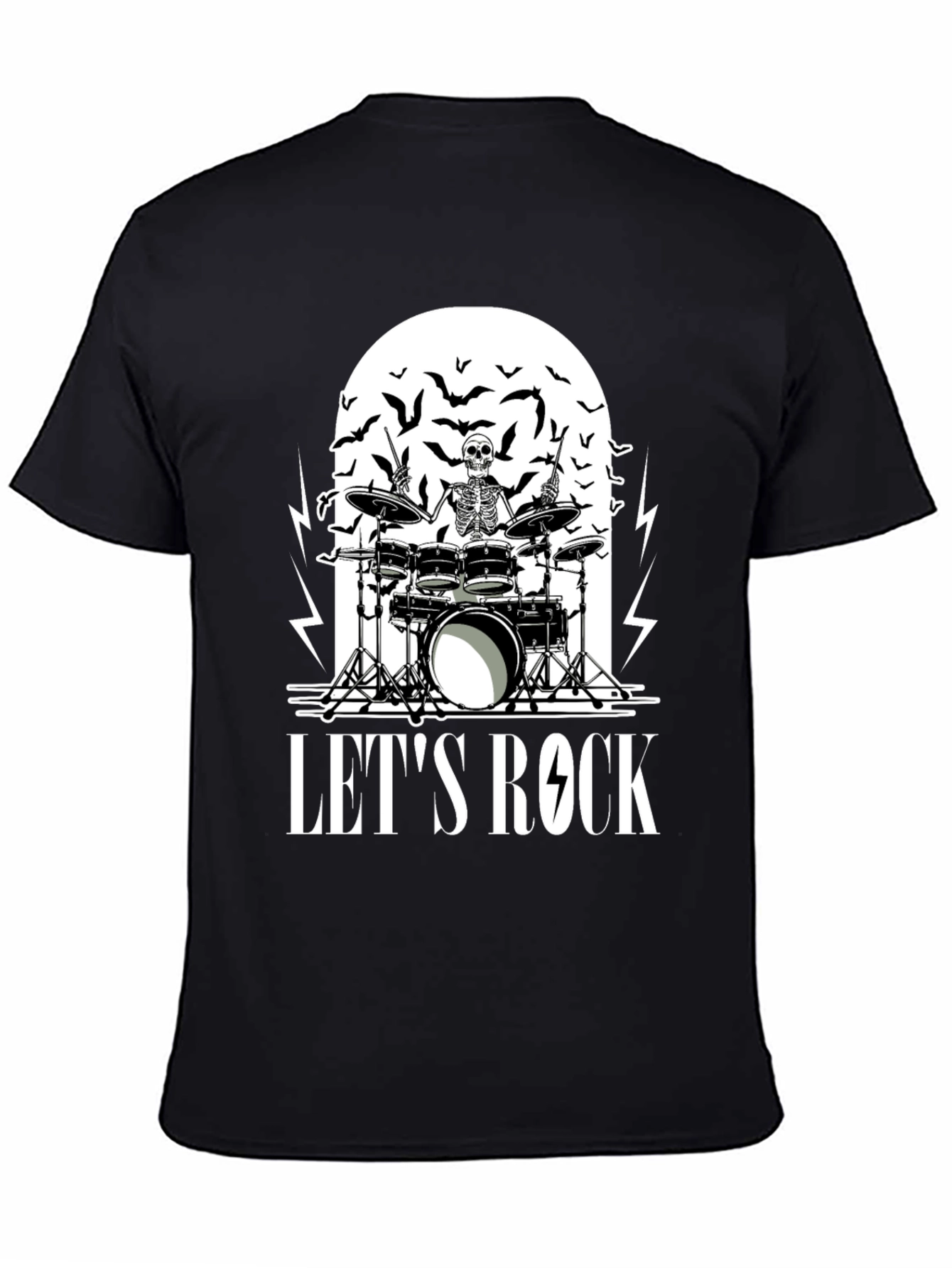 Skeleton Drummer Lets Rock Graphic T-Shirt