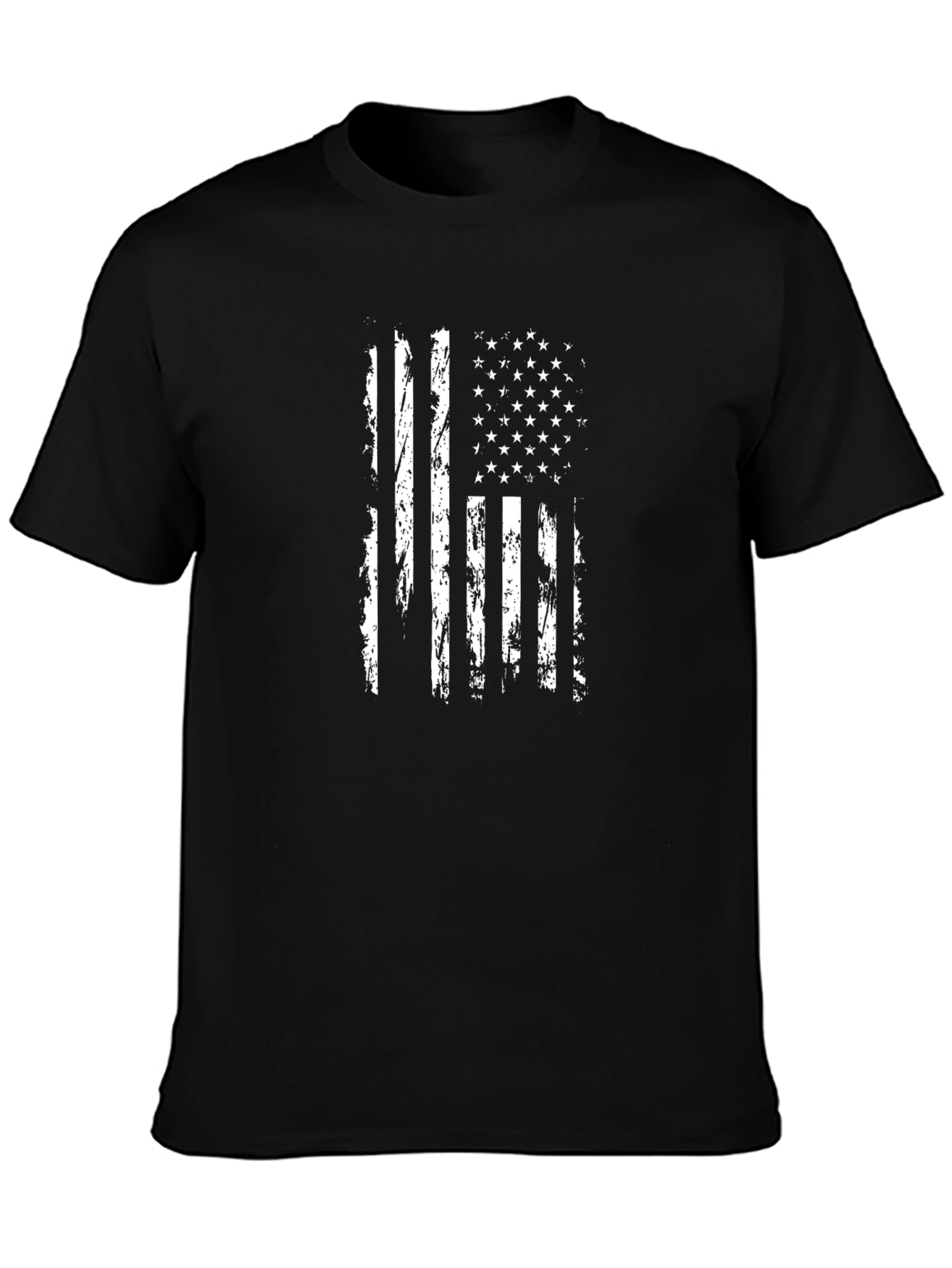 Distressed American Flag Graphic Tee - Patriotic Black T-Shirt