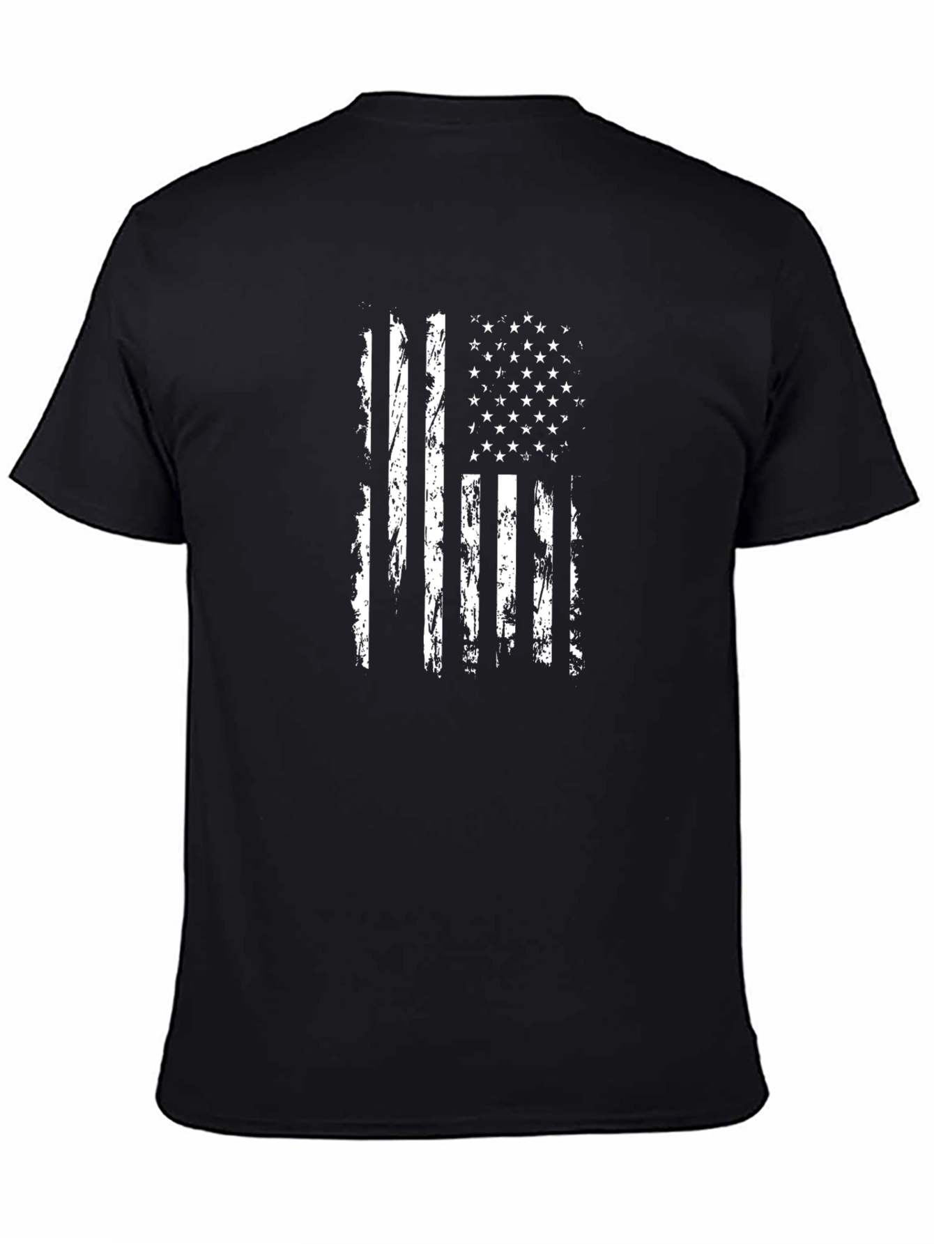 Distressed American Flag Graphic Tee - Patriotic Black T-Shirt