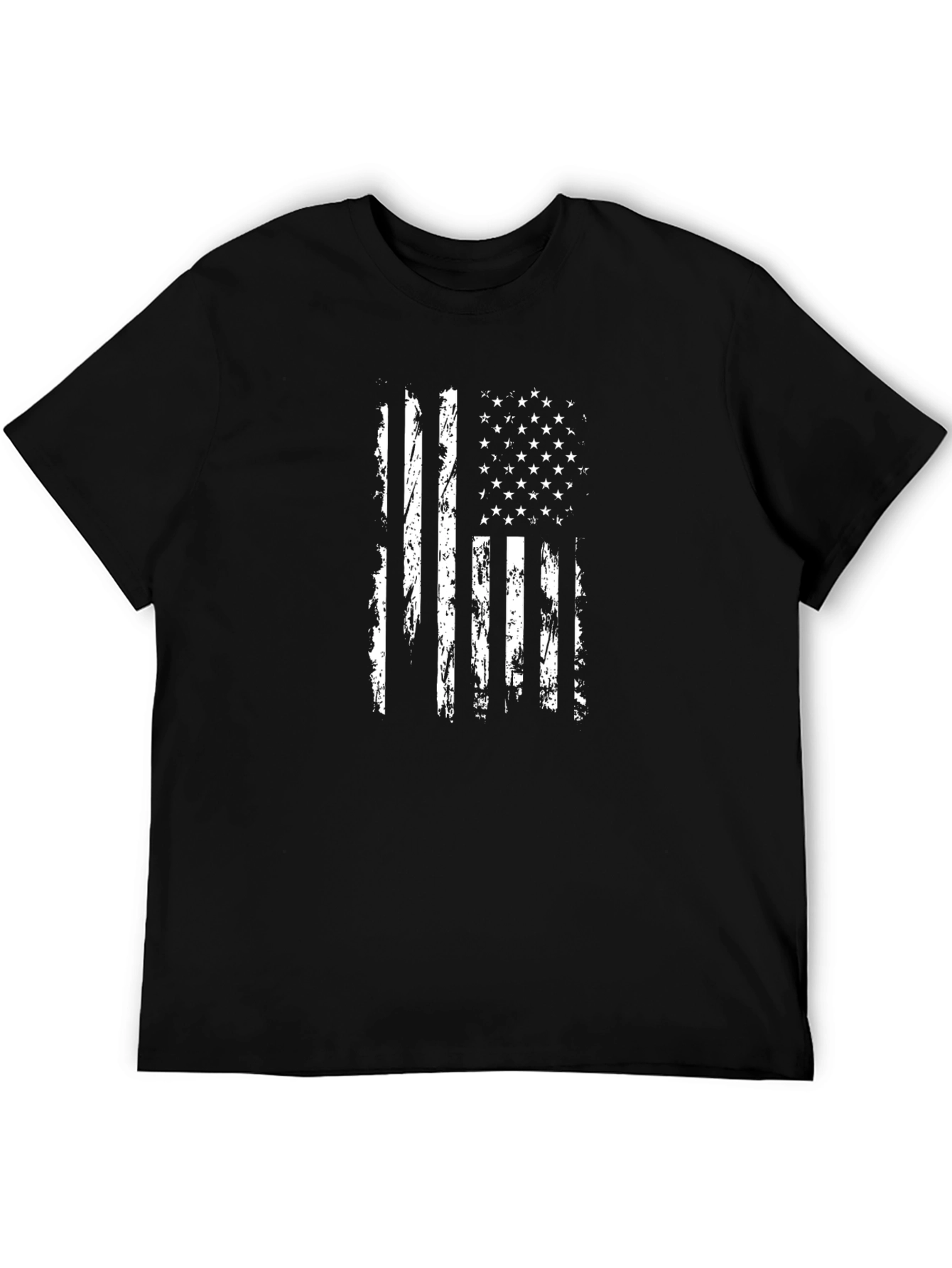 Distressed American Flag Graphic Tee - Patriotic Black T-Shirt