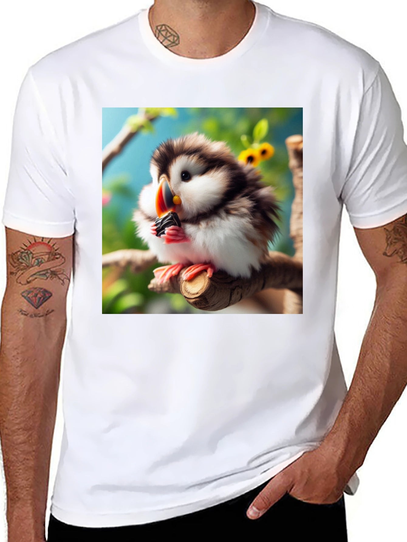Cute Puffin Bird Graphic T-Shirt