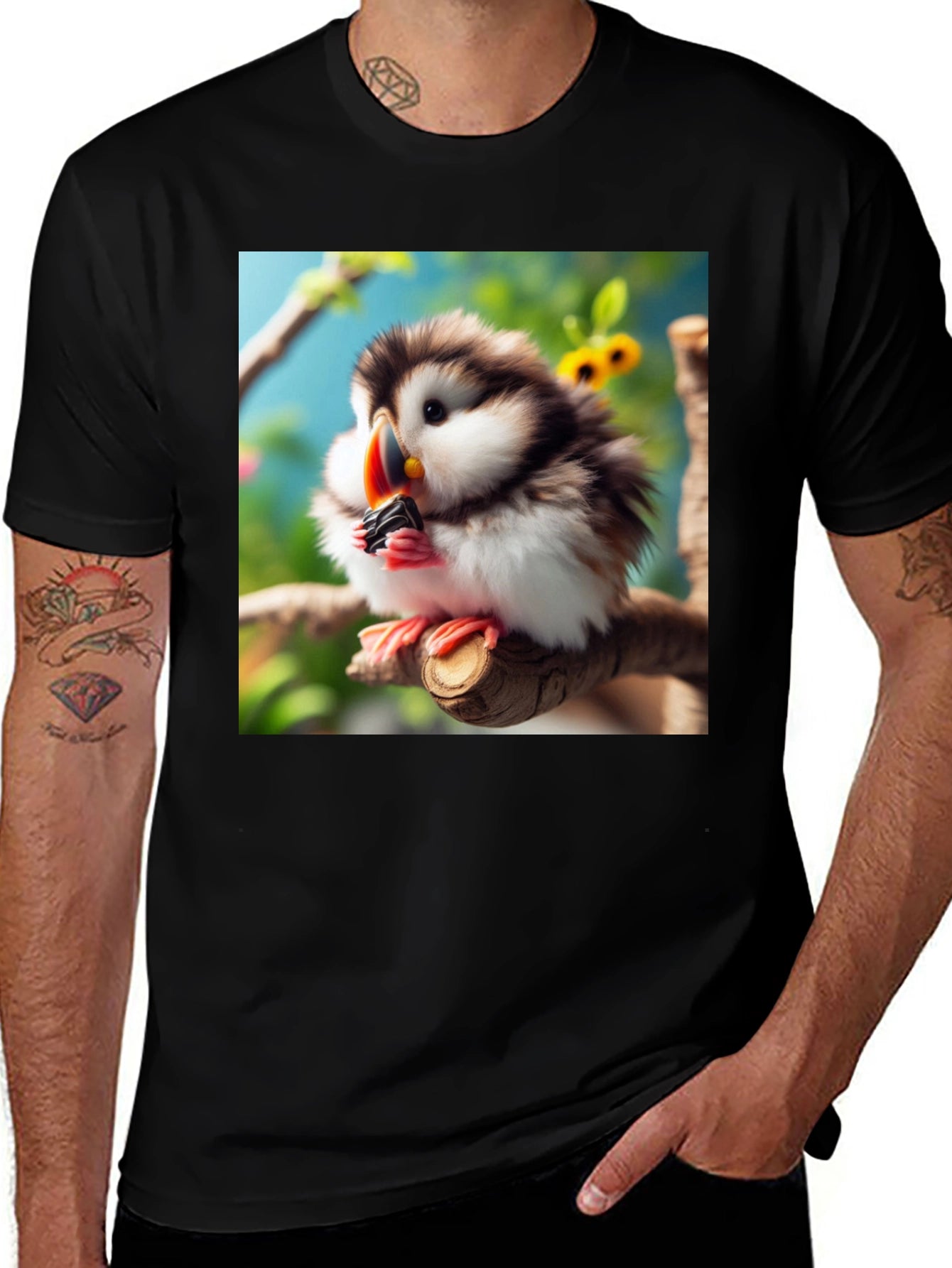 Cute Puffin Bird Graphic T-Shirt
