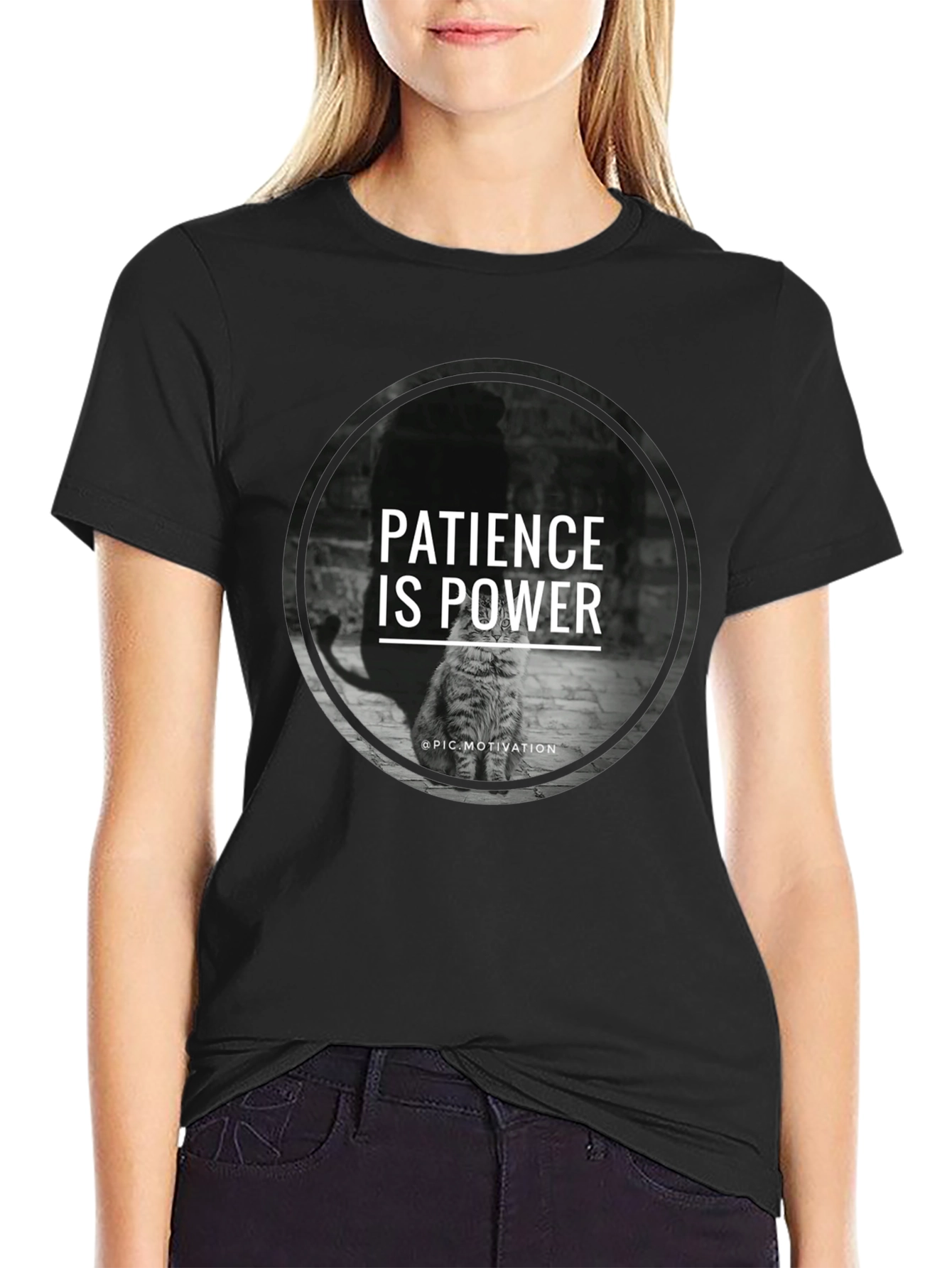 Patience is Power Cat Graphic T-Shirt