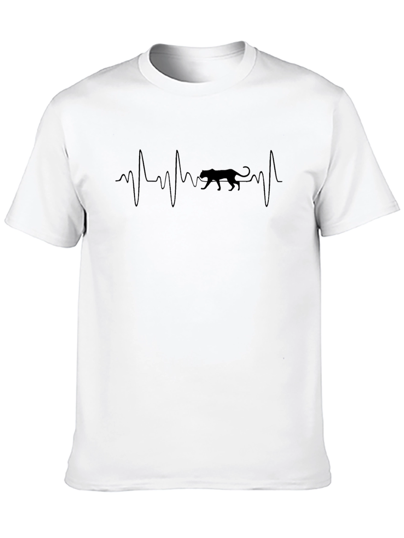 Panther Heartbeat Graphic Tee - Black Cotton T-Shirt