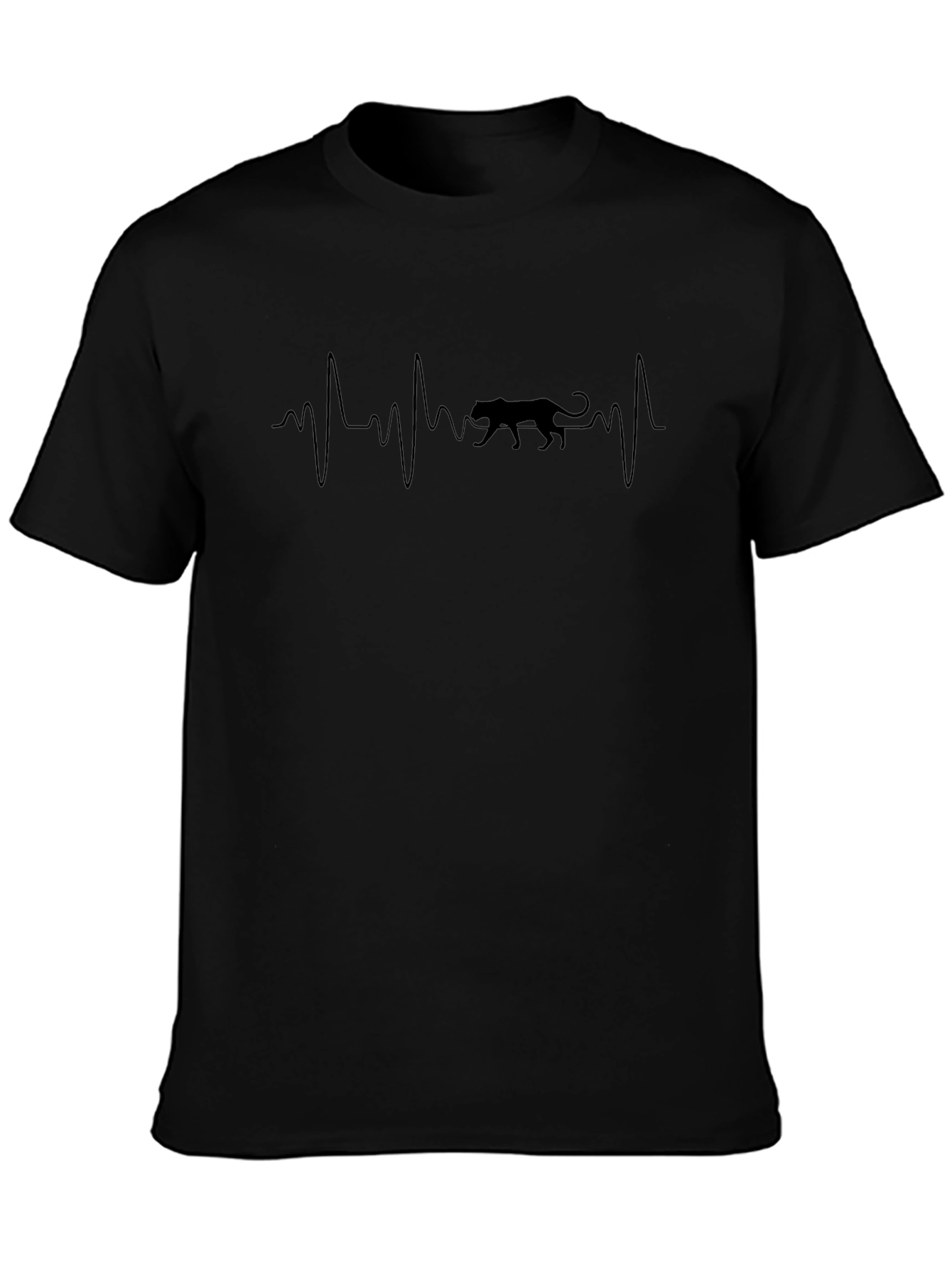Panther Heartbeat Graphic Tee - Black Cotton T-Shirt