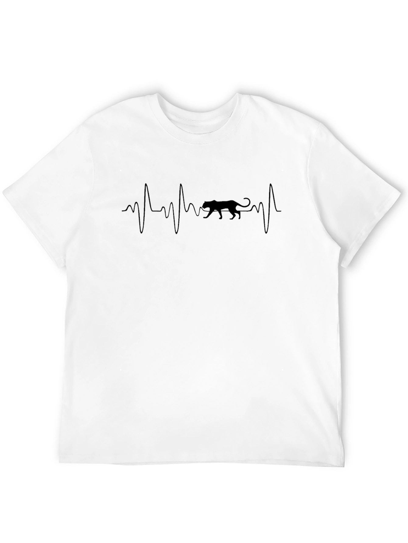 Panther Heartbeat Graphic Tee - Black Cotton T-Shirt