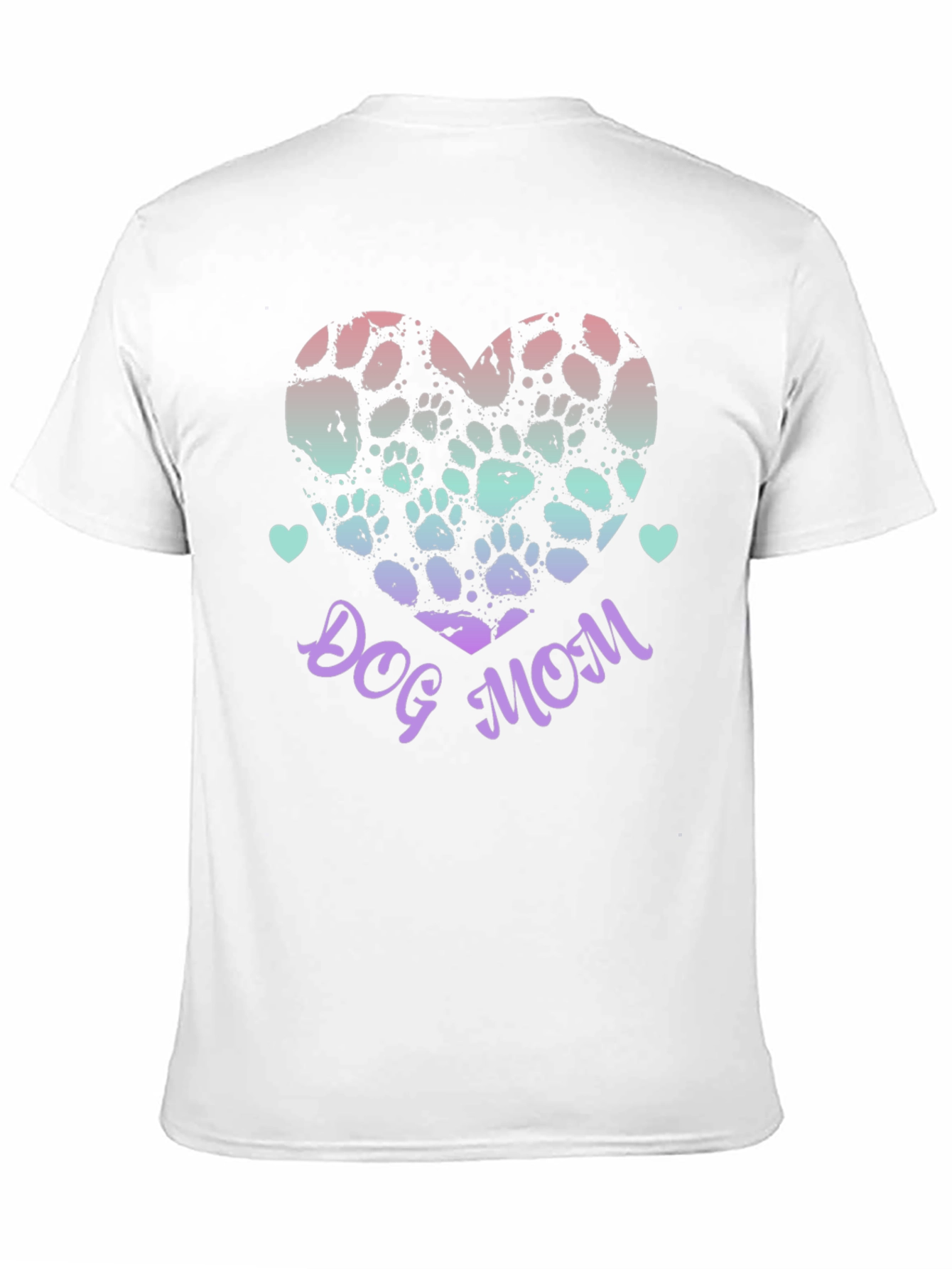 Dog Mom Paw Print Heart Graphic Tee - Black