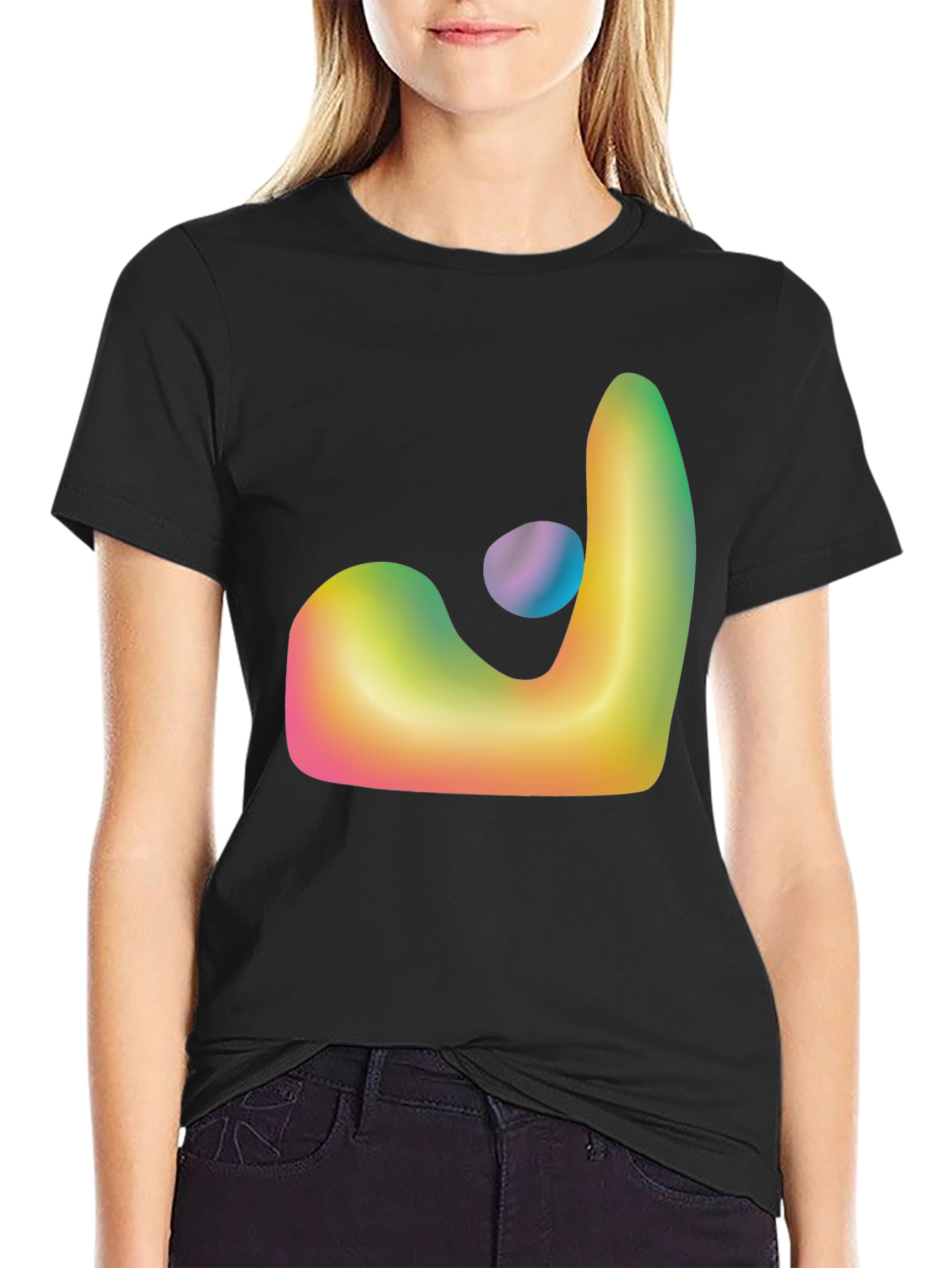 Abstract Gradient Graphic T-Shirt - Black