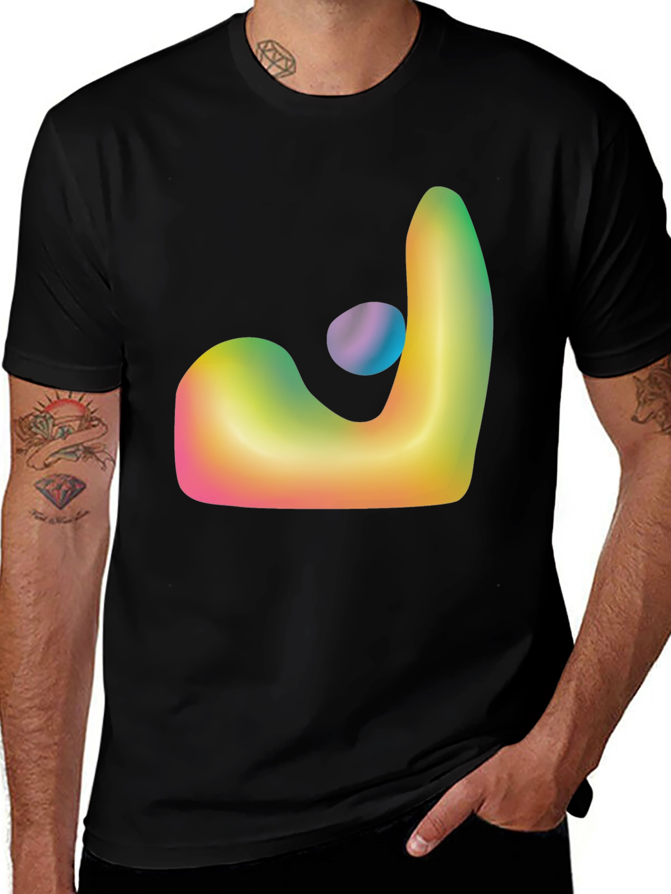 Abstract Gradient Graphic T-Shirt - Black