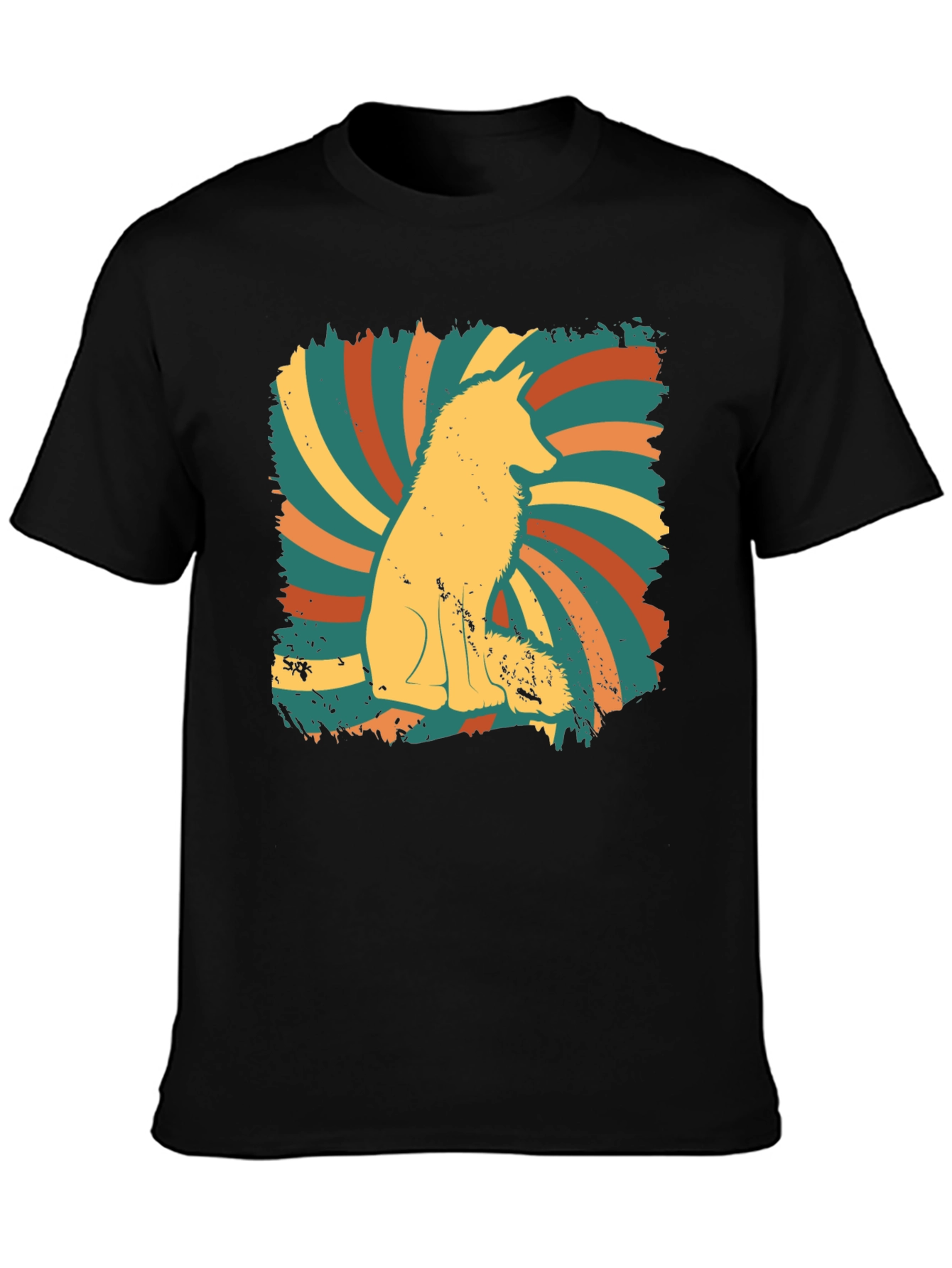 Retro Fox Graphic Tee - Mens Black T-Shirt