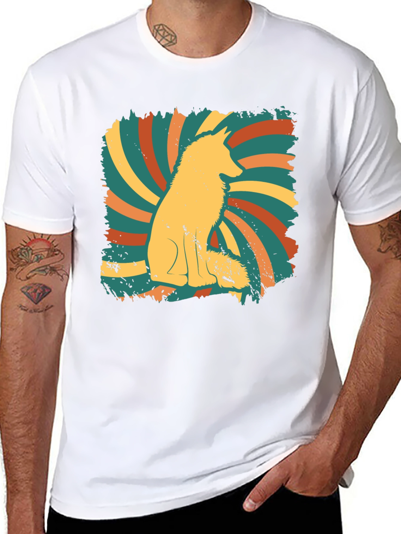 Retro Fox Graphic Tee - Mens Black T-Shirt