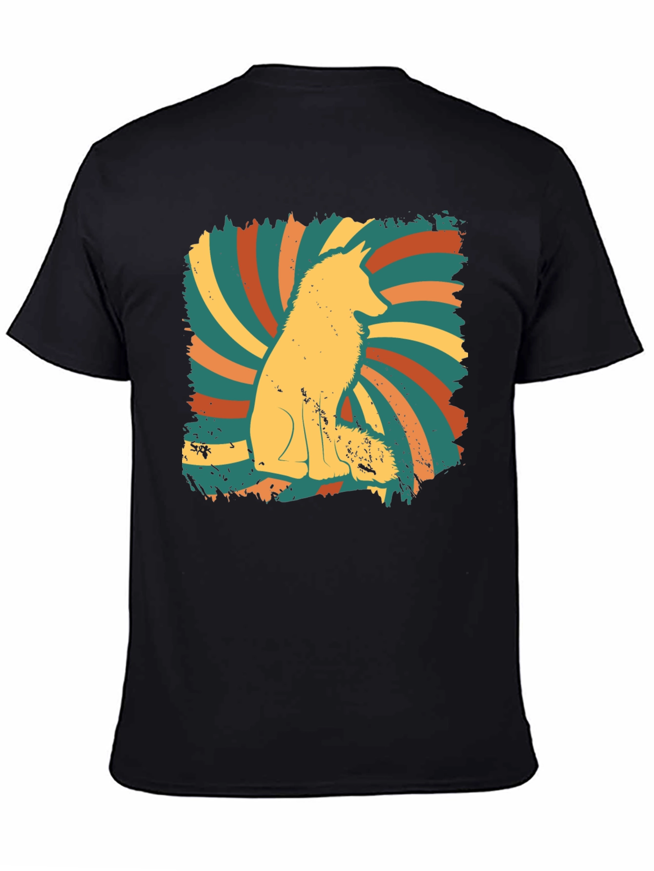 Retro Fox Graphic Tee - Mens Black T-Shirt