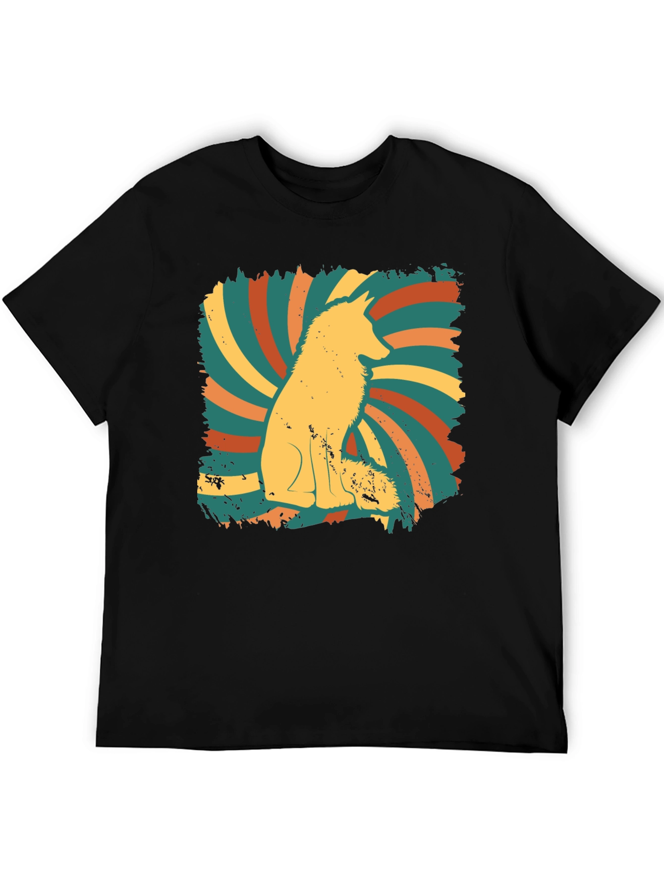 Retro Fox Graphic Tee - Mens Black T-Shirt