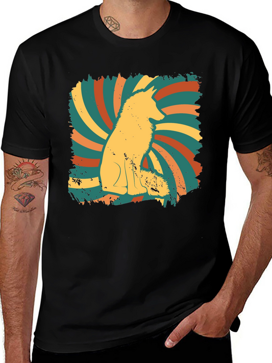 Retro Fox Graphic Tee - Mens Black T-Shirt