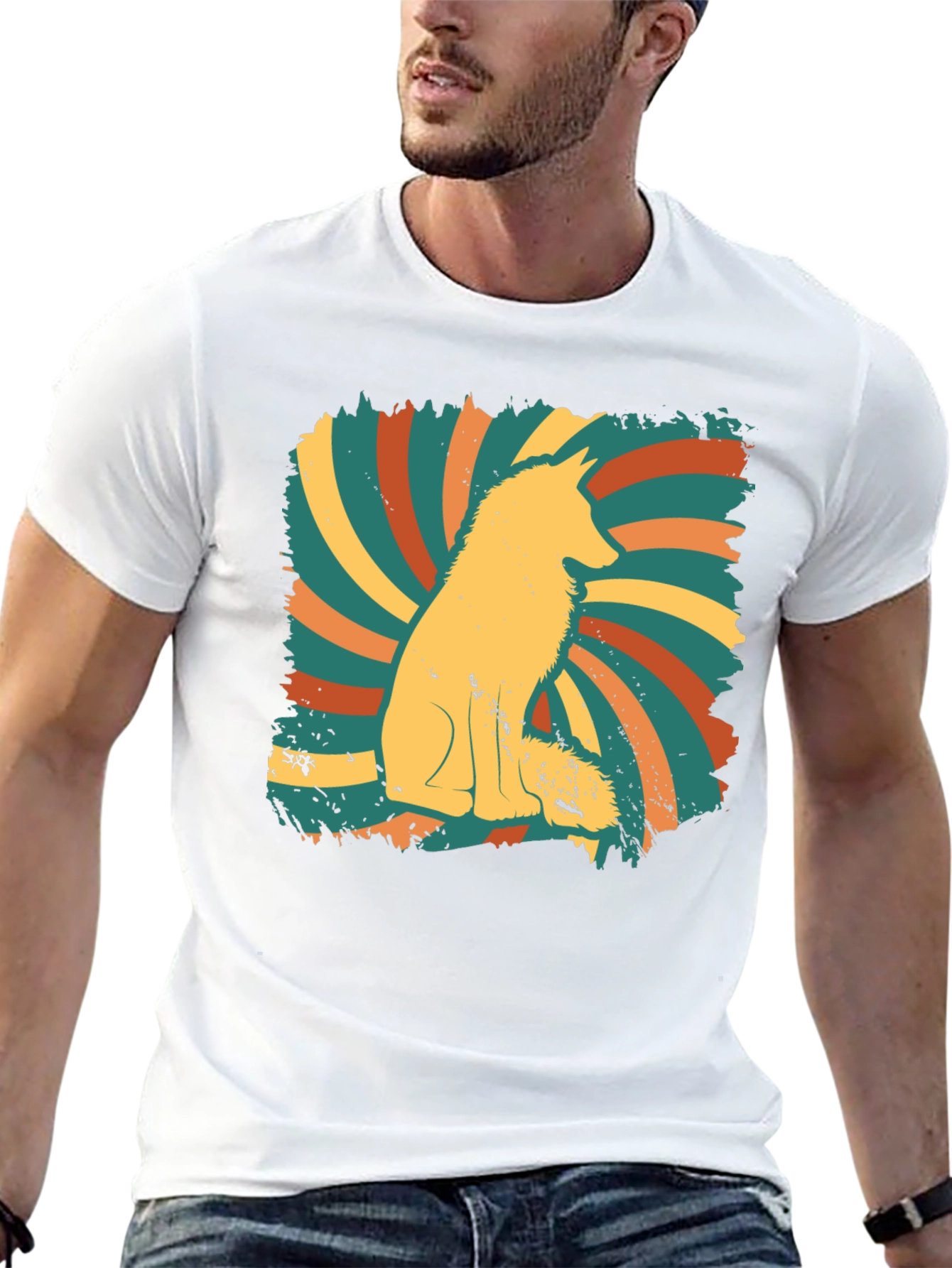 Retro Fox Graphic Tee - Mens Black T-Shirt