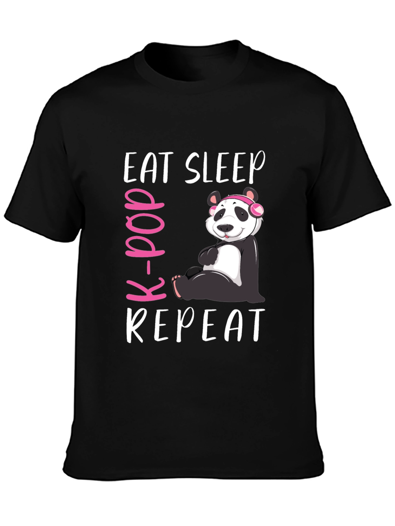Eat Sleep K-Pop Repeat Panda Graphic Tee